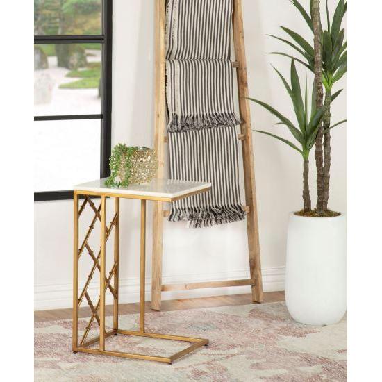 C-shape Accent Table - White And Yellow