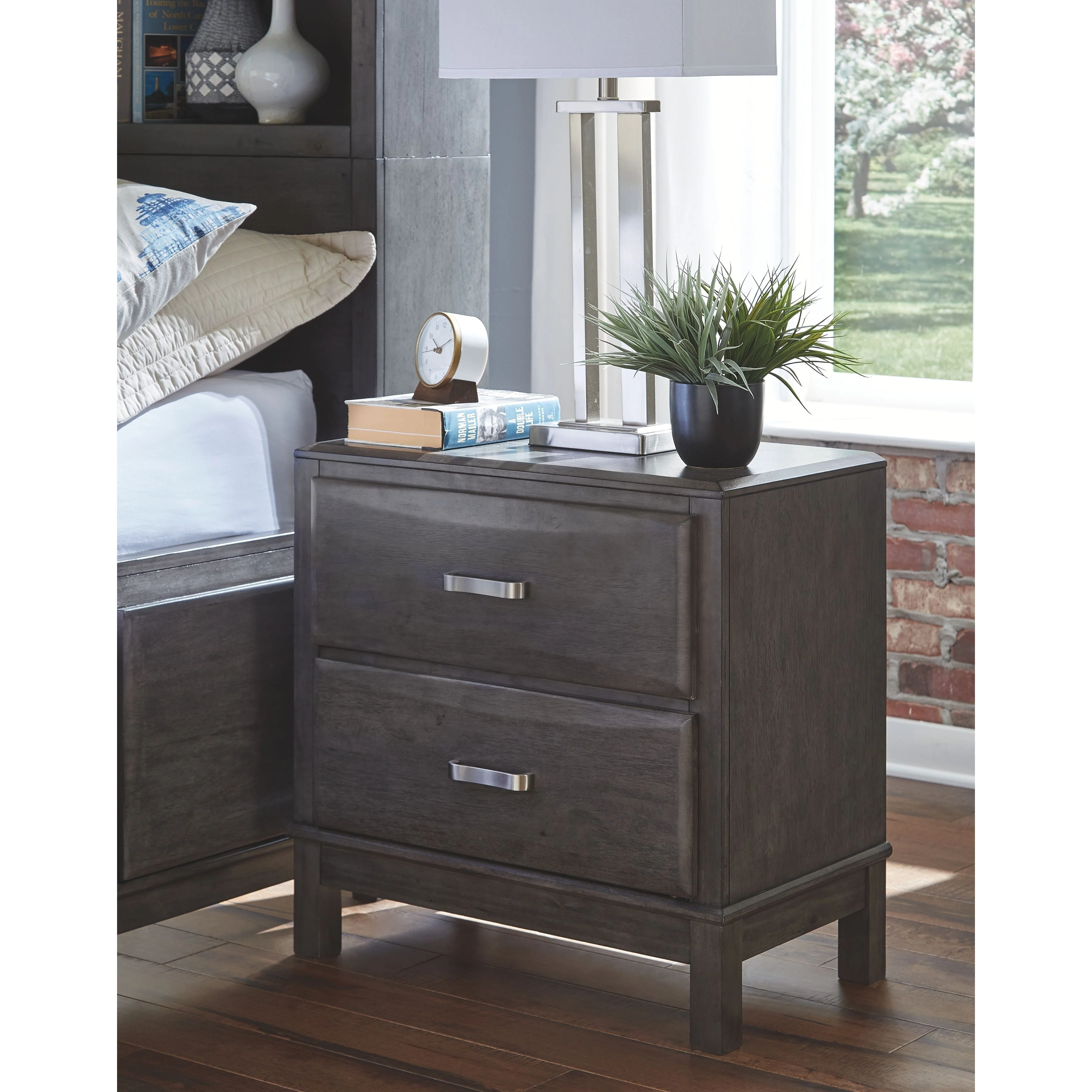 Caitbrook - Gray - Two Drawer Night Stand - Image 2