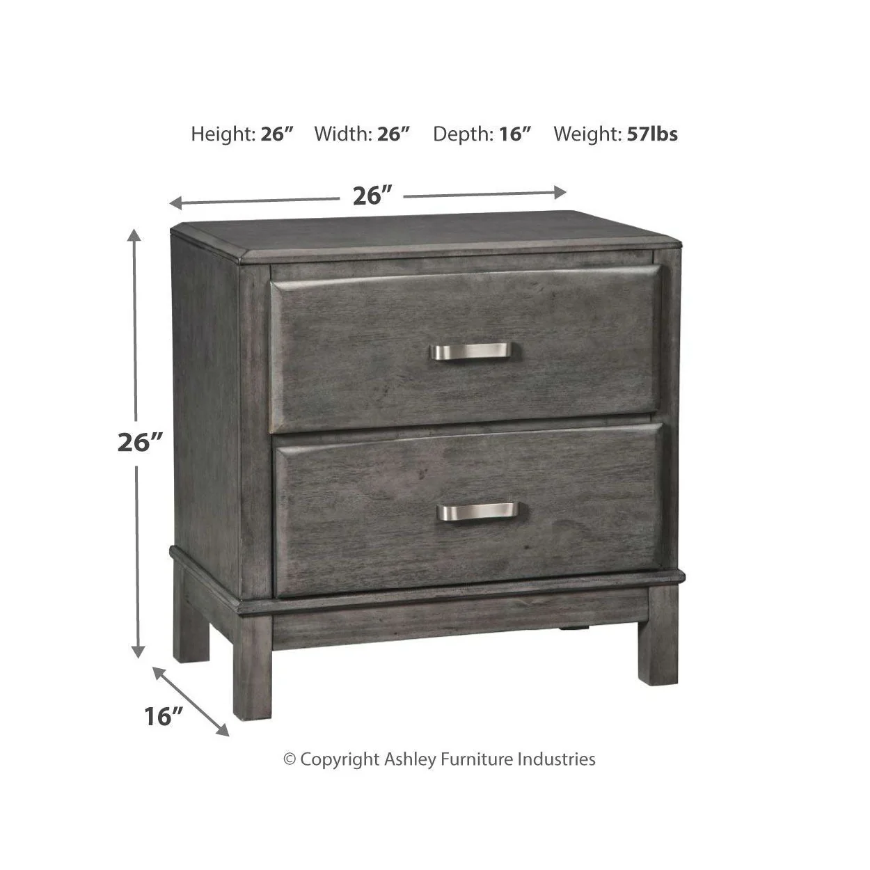 Caitbrook - Gray - Two Drawer Night Stand - Image 4