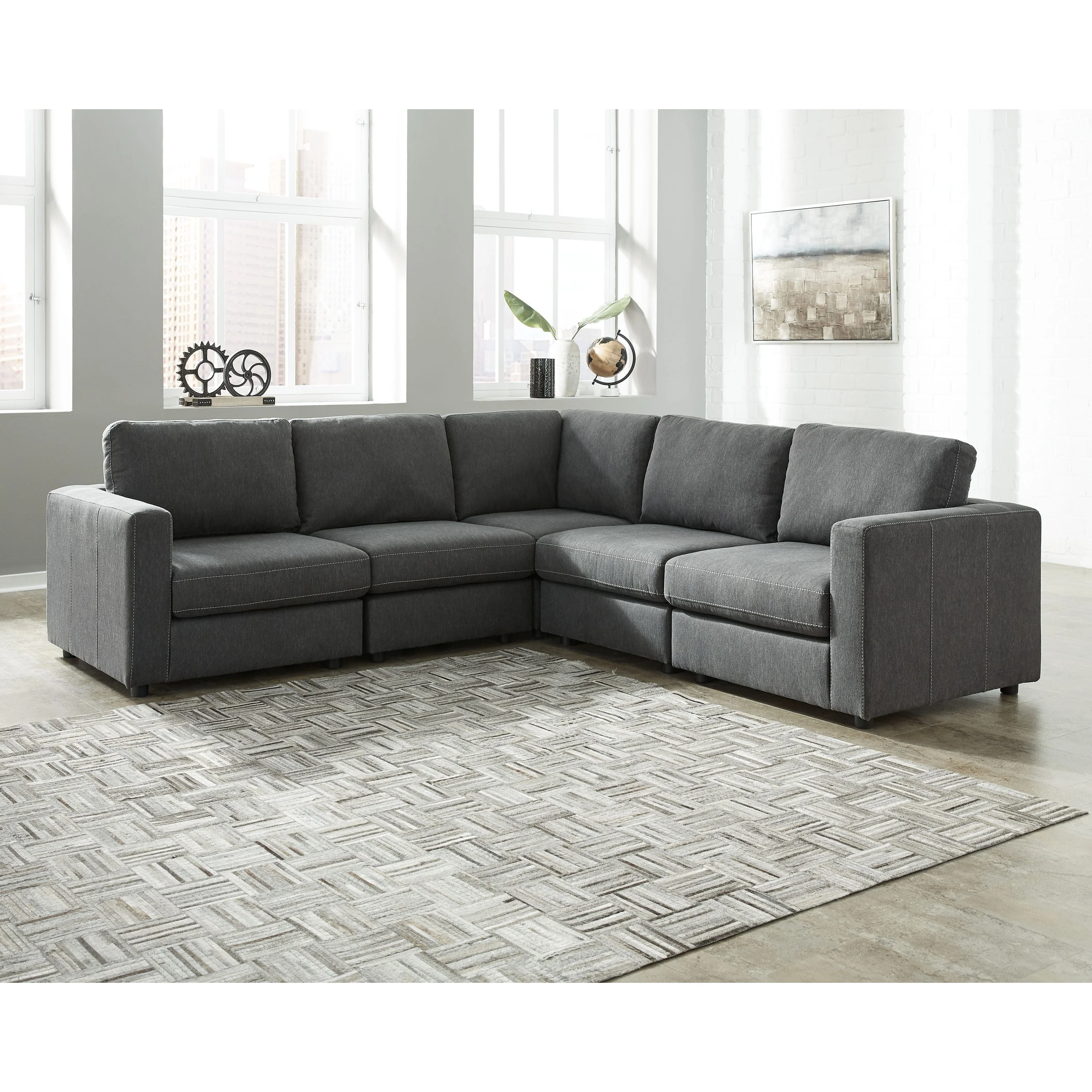 Candela - Charcoal - Left Arm Facing Chair 5 Pc Sectional