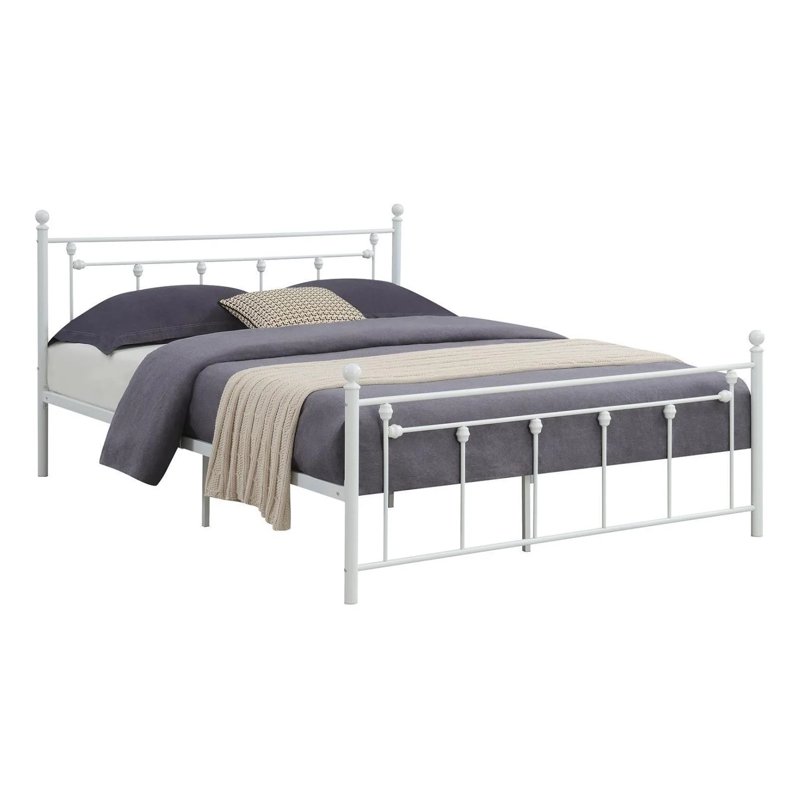 Canon - Metal Slatted Headboard Queen Platform Bed - White - Image 2