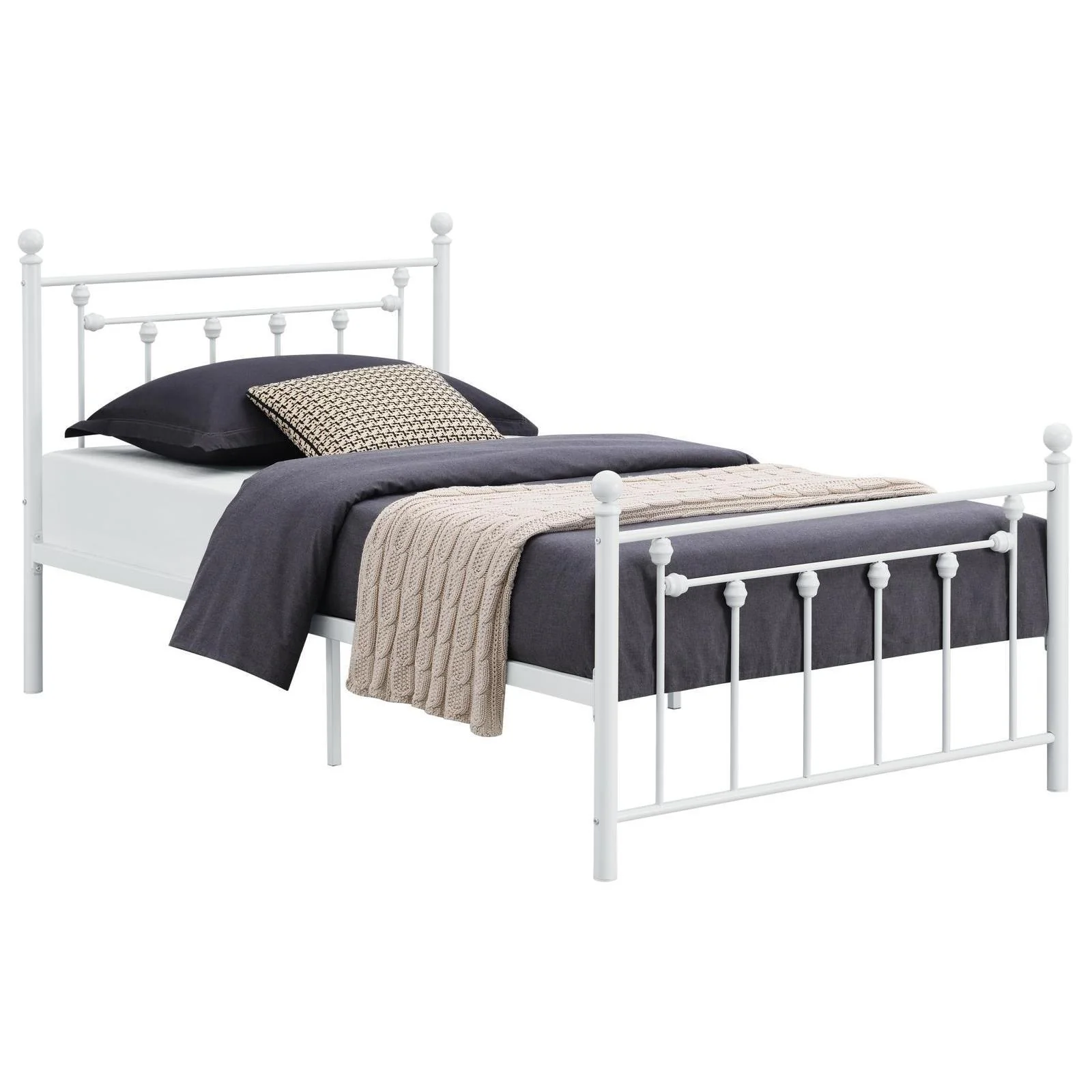Canon - Metal Slatted Headboard Twin Platform Bed - White - Image 2