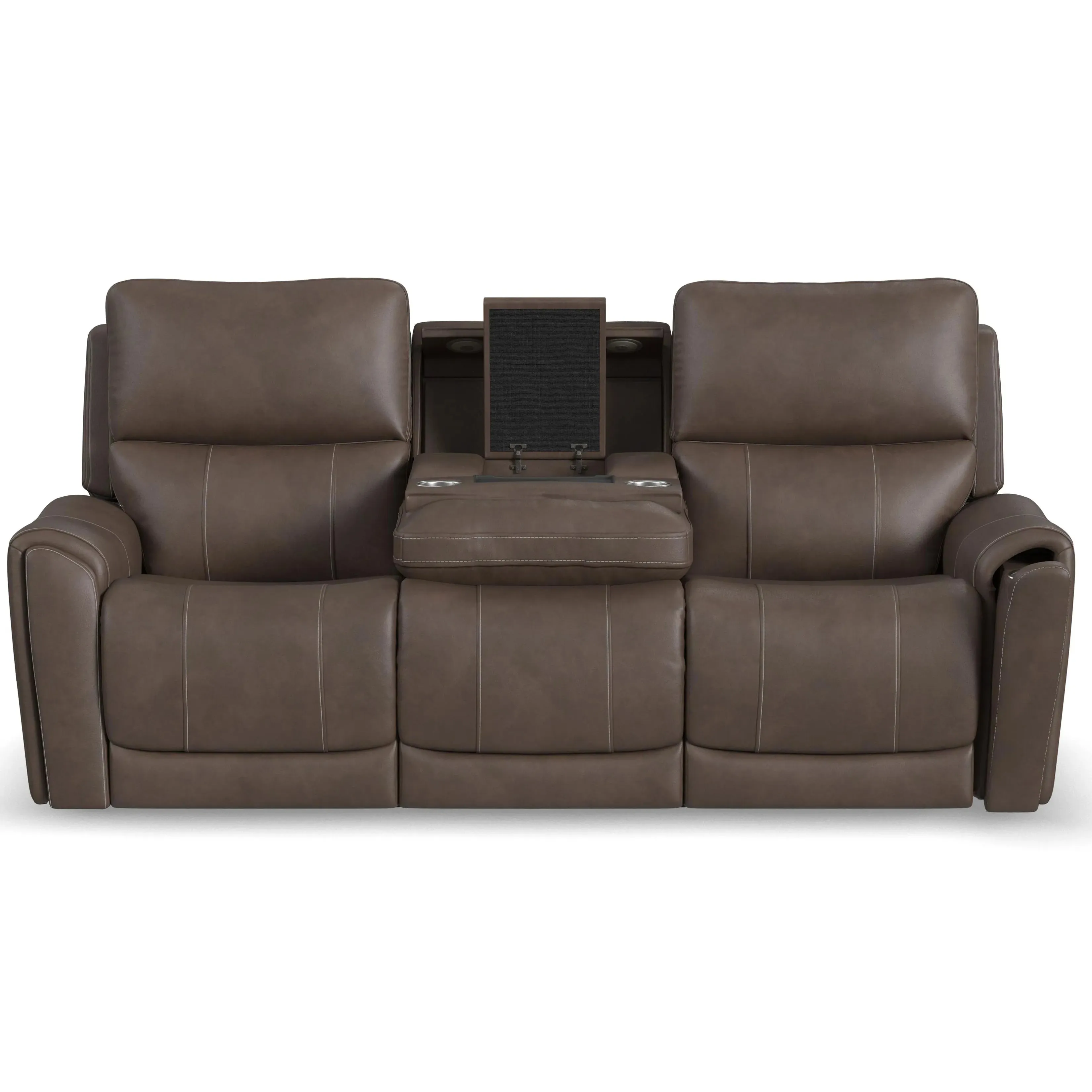 Flexsteel Carter Cappuccino Fabric Power Reclining Sofa w/Console & Power Headrests & Lumbar - Image 3