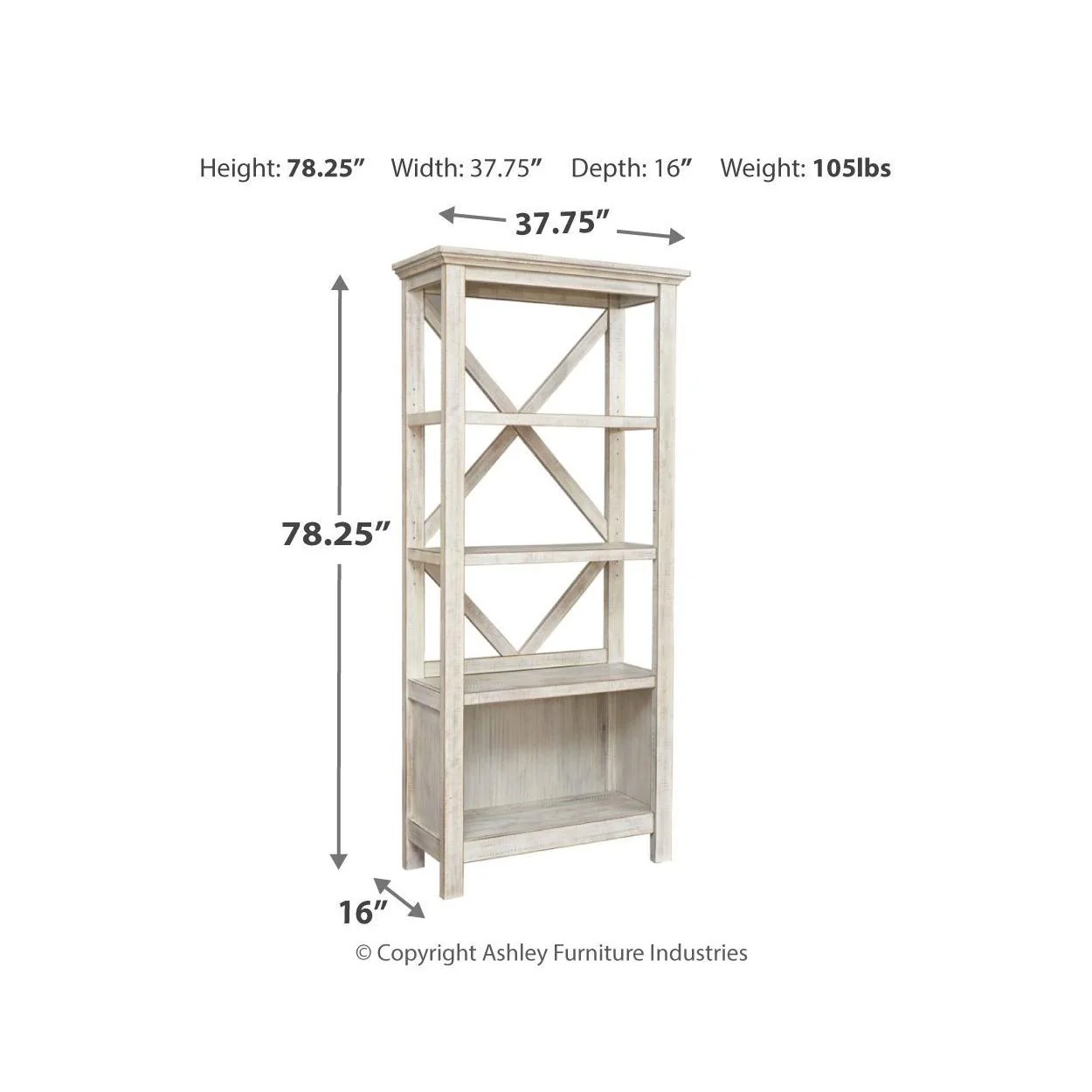 Carynhurst - Whitewash - Large Bookcase - Image 19