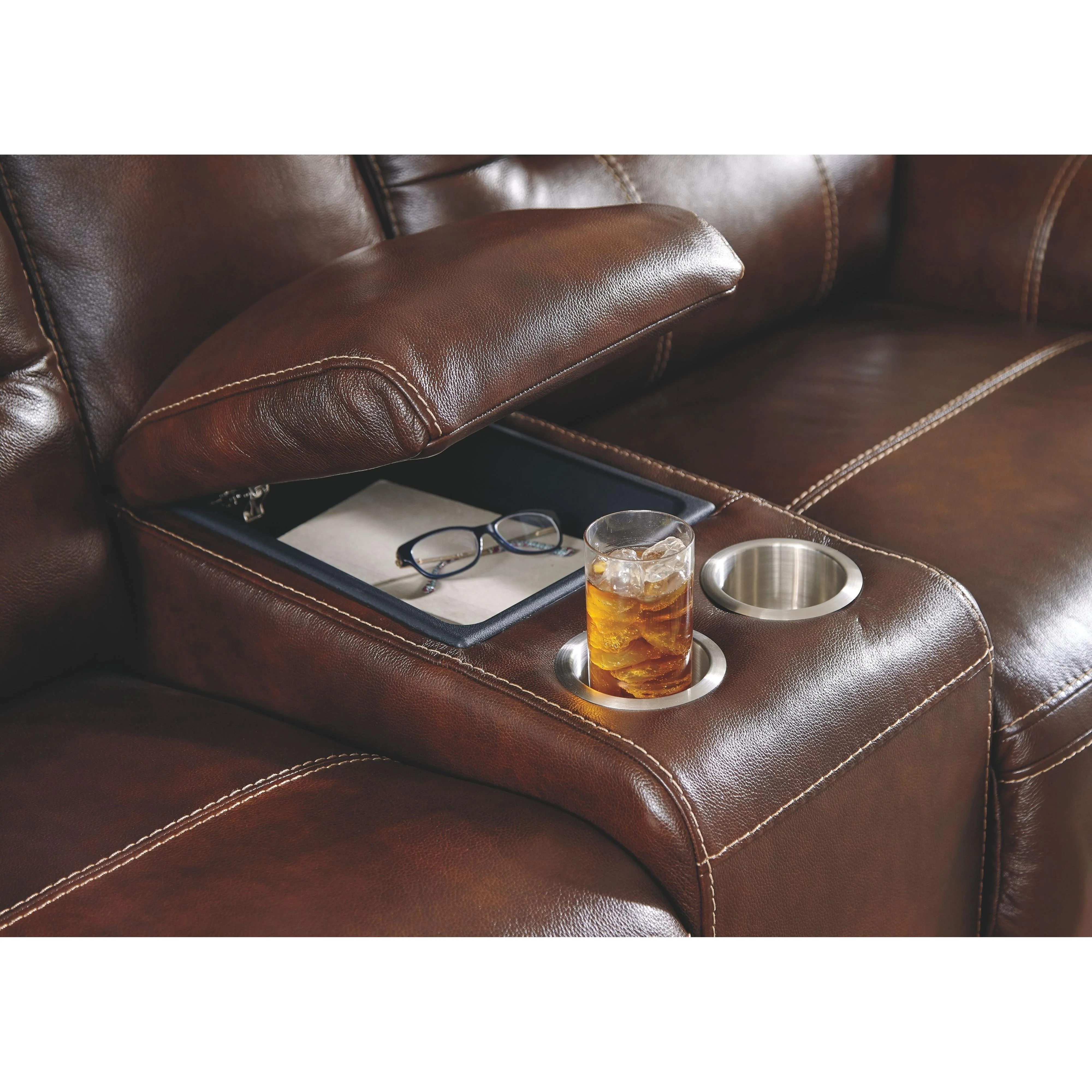 Catanzaro - Light Brown - Pwr Rec Loveseat/con/adj Hdrst - Image 4