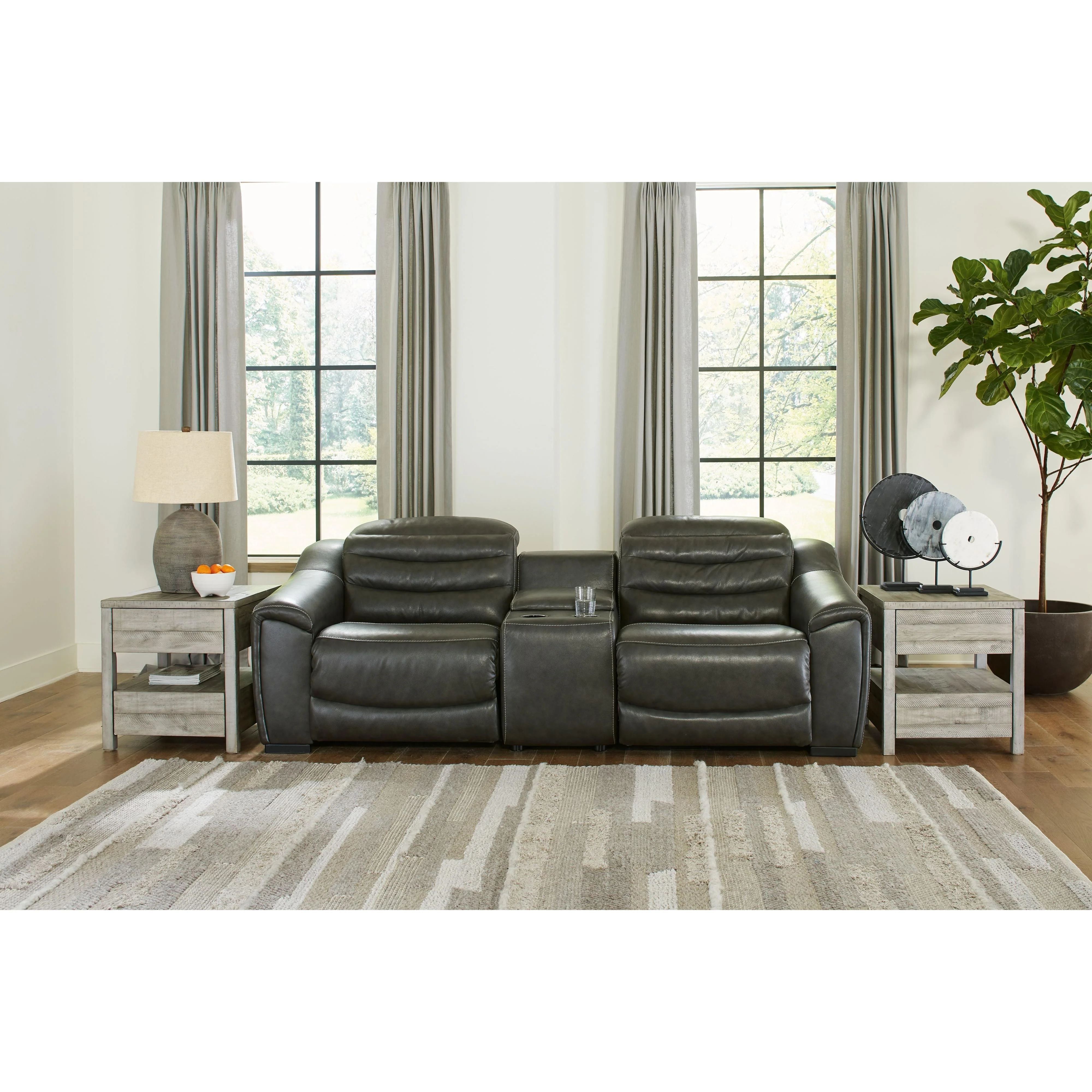 Center Line - Dark Gray - Left Arm Facing Power Recliner 3 Pc Sectional - Image 2