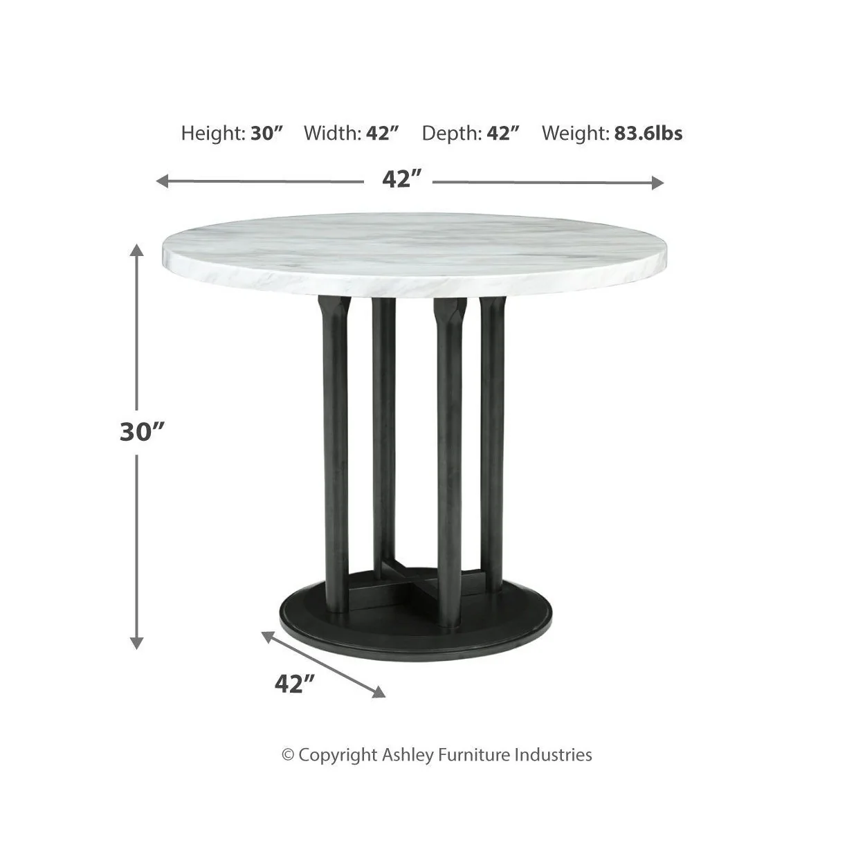 Centiar - White / Black - Round Dining Room Table - Image 4