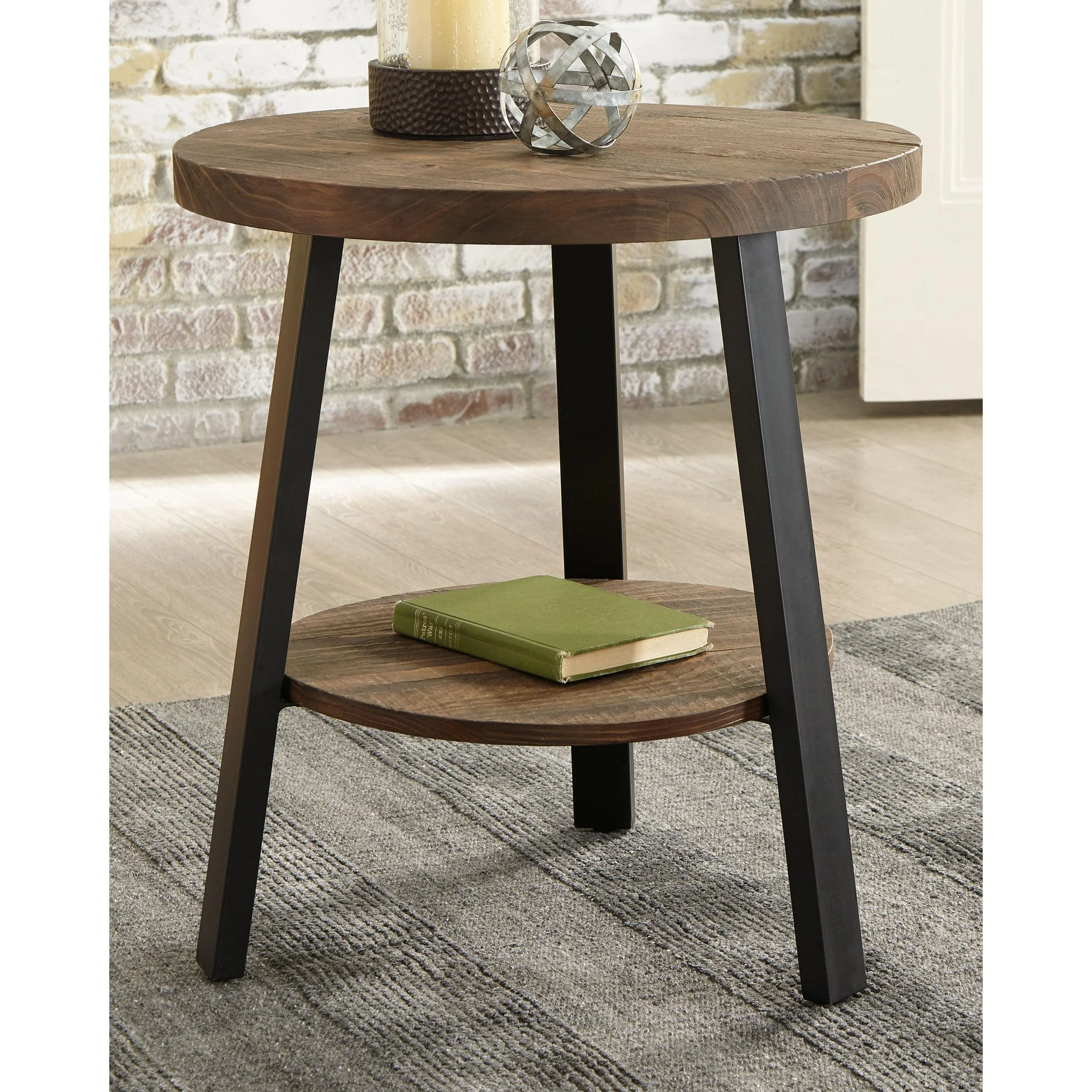 Chanzen - Brown/black - Round End Table - Image 2