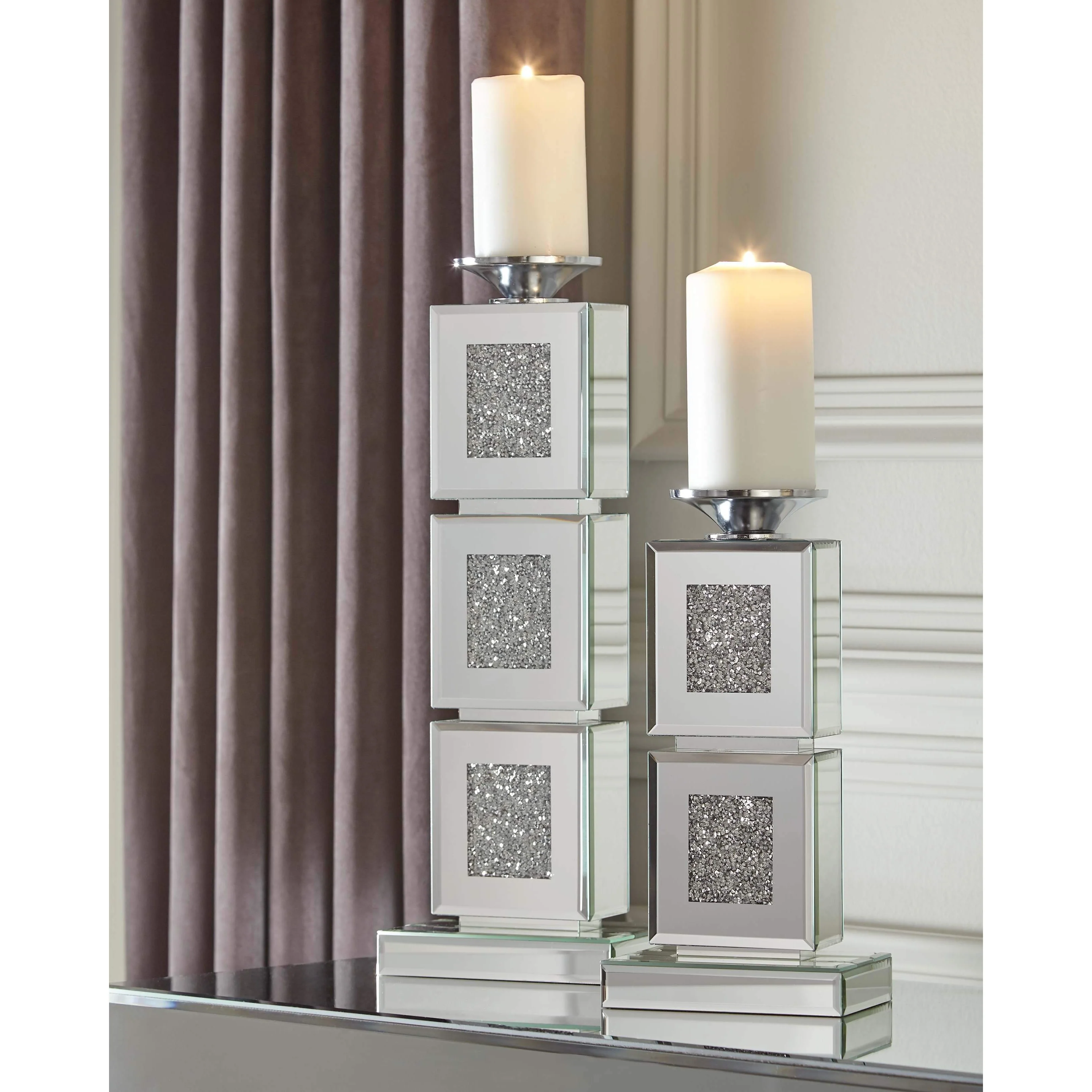 Charline - Metallic - Candle Holder Set (2/cn) - Segmented - Image 2