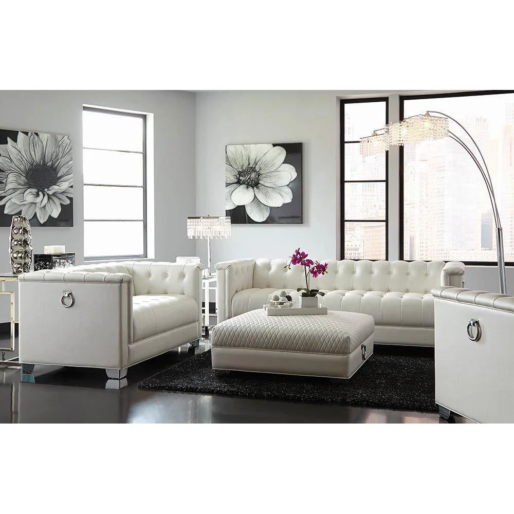 Chaviano Collection - Ottoman - Pearl And White