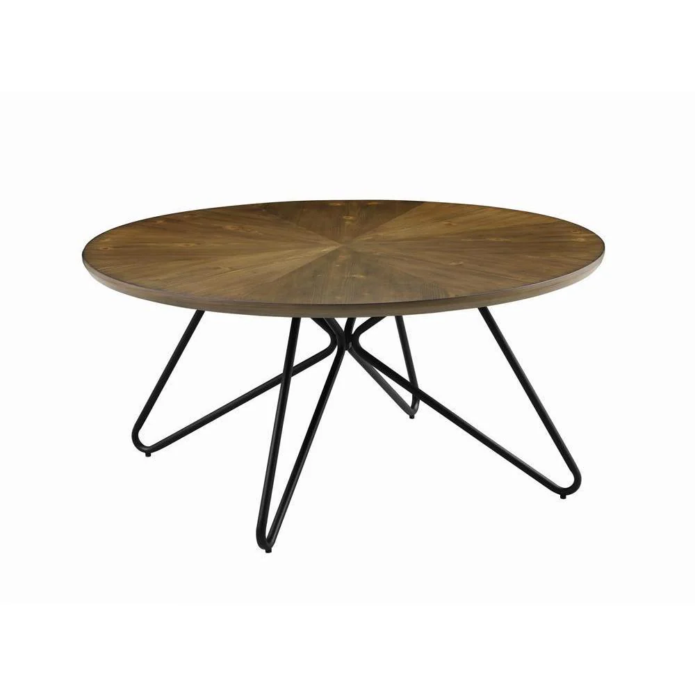 Churchill Round Coffee Table Dark Brown And Black - Image 2