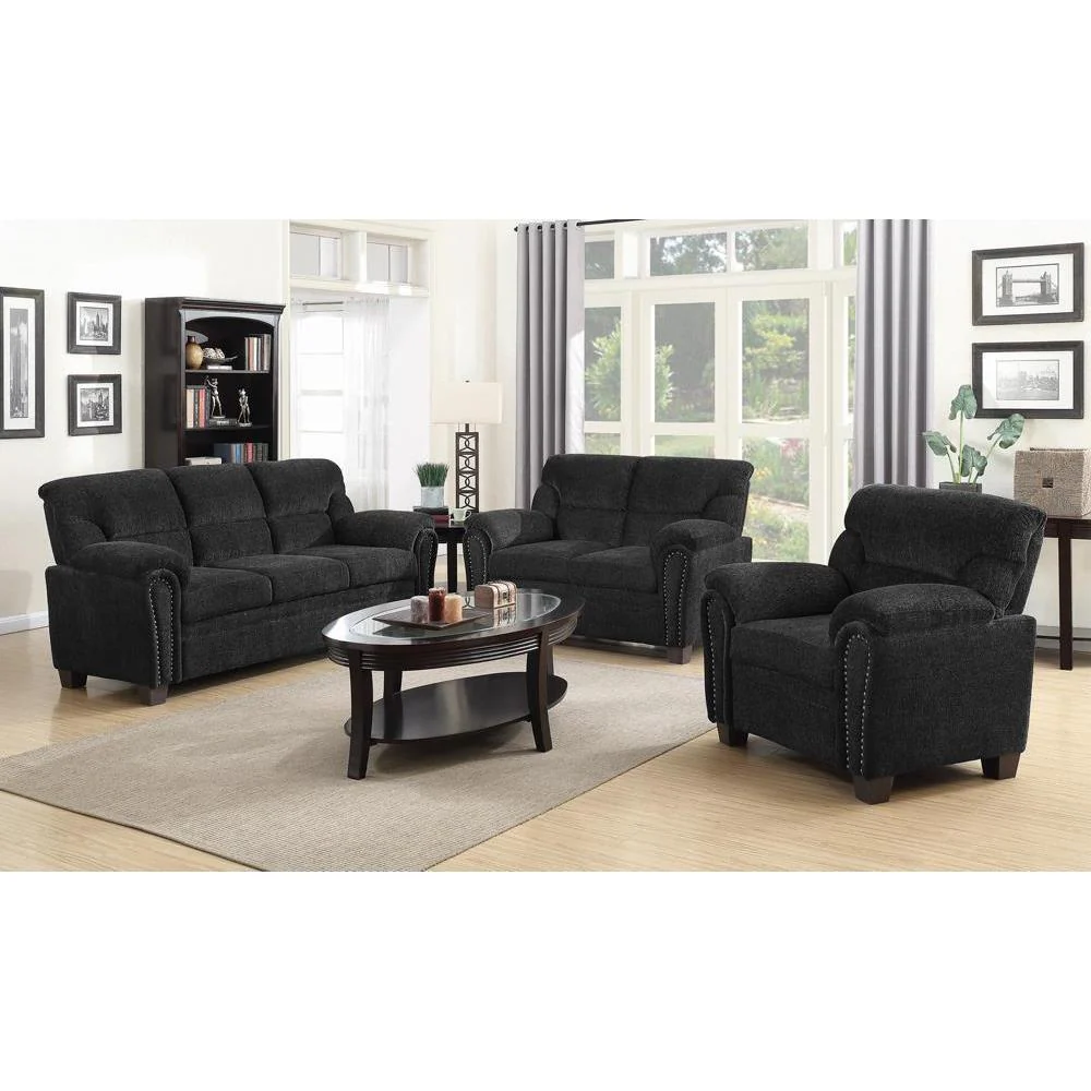 Clemintine - Upholstered Chair With Nailhead Trim - Gray - Image 3