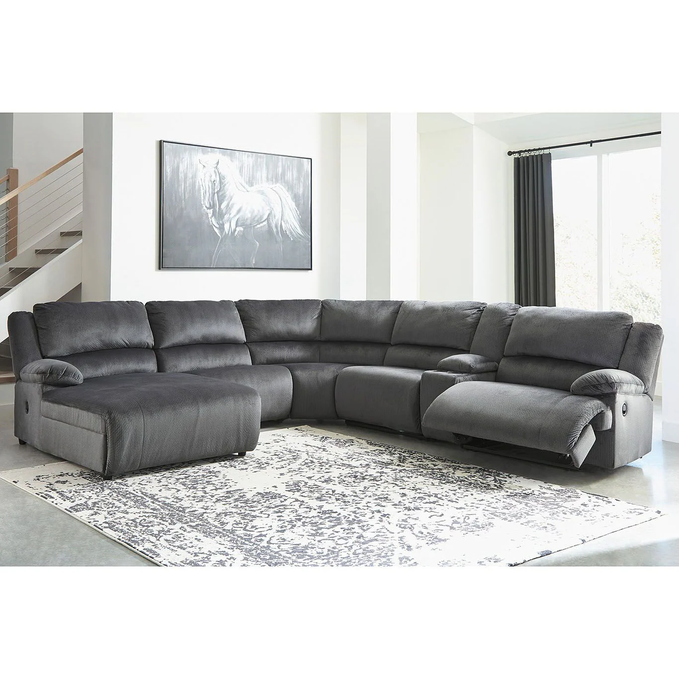 Clonmel - Charcoal - Left Arm Facing Chaise 6 Pc Sectional