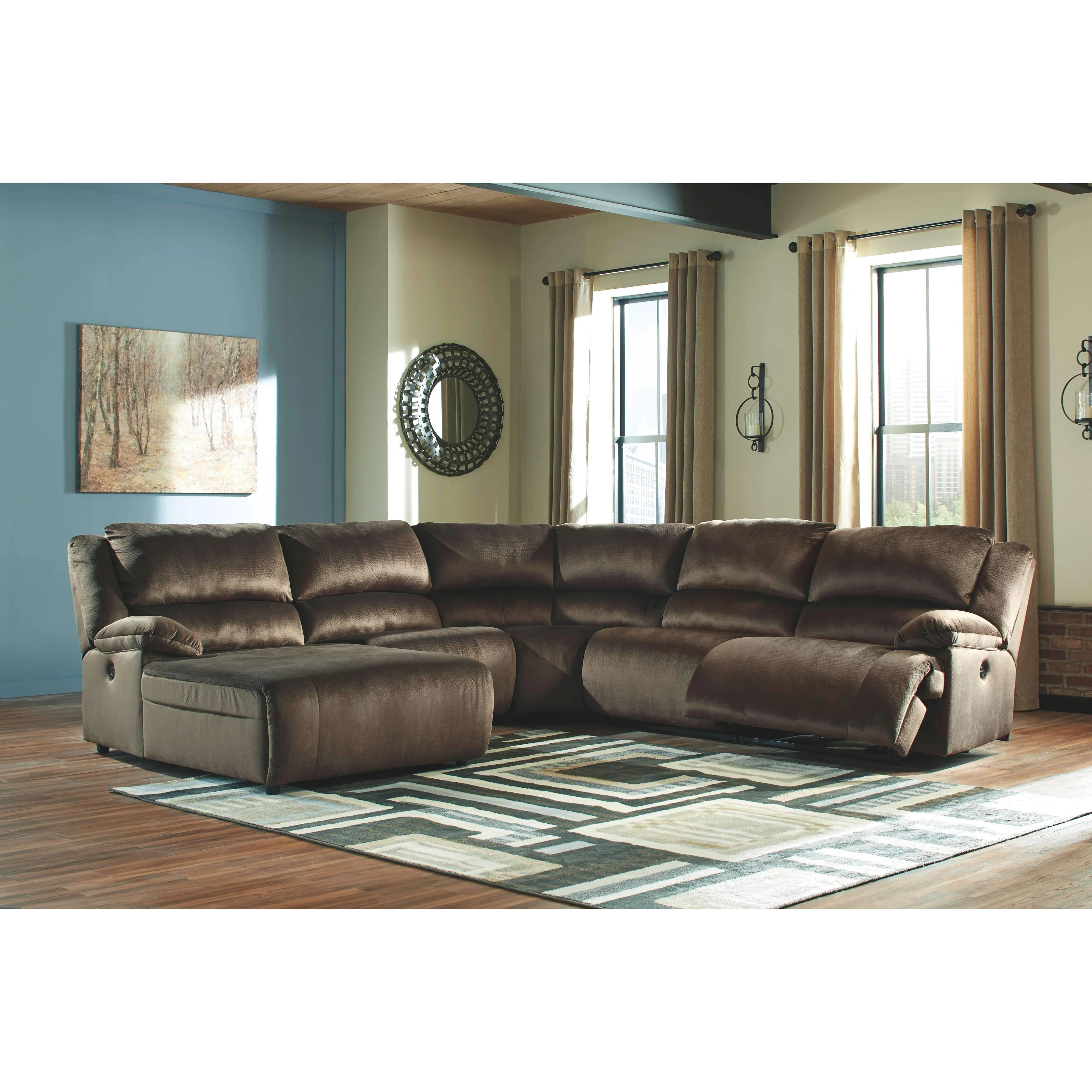 Clonmel - Chocolate - Left Arm Facing Chaise 5 Pc Sectional