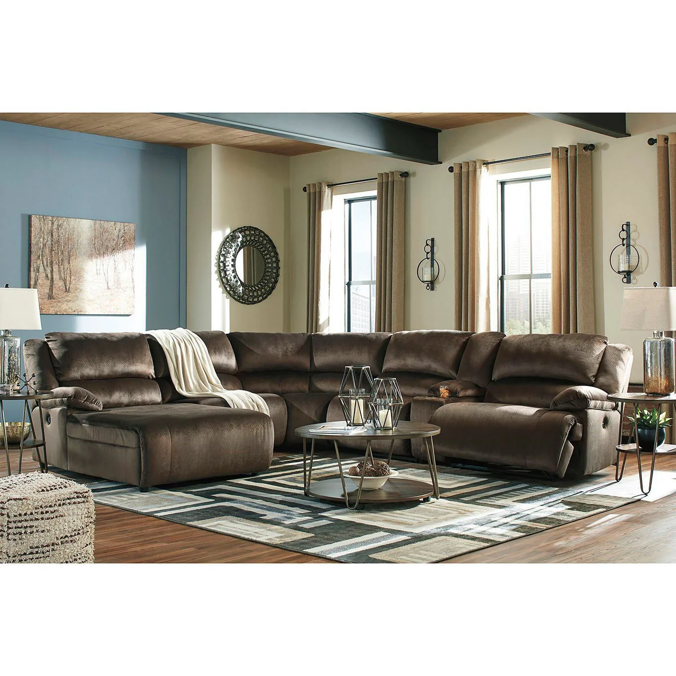 Clonmel - Chocolate - Left Arm Facing Power Chaise 6 Pc Sectional - Image 2