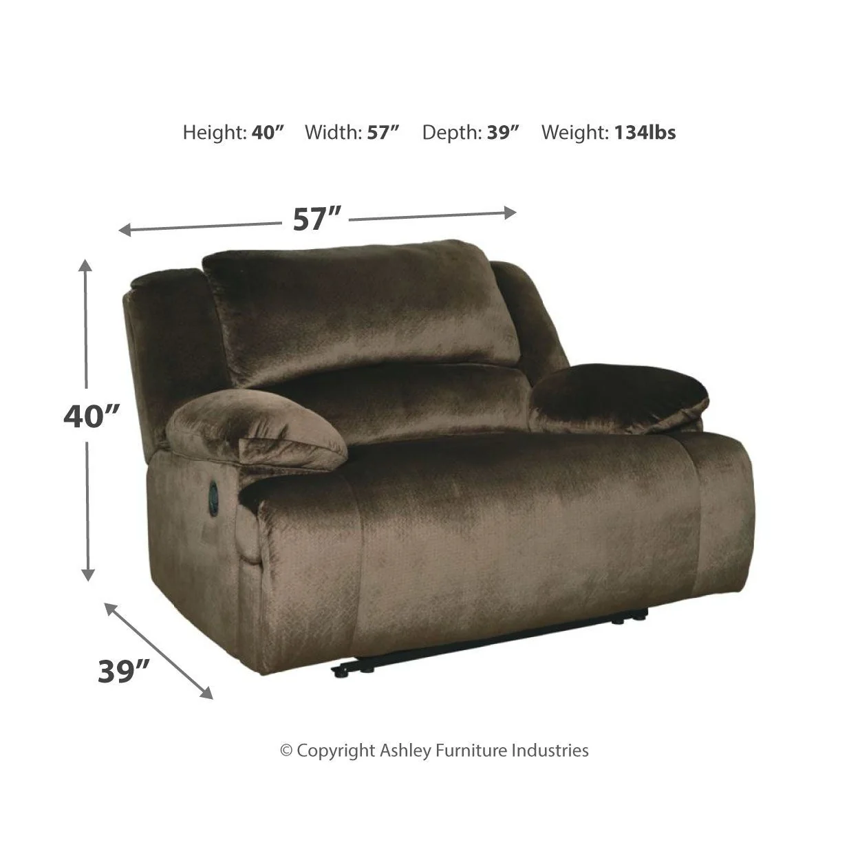 Clonmel - Chocolate - Zero Wall Power Wide Recliner - Image 4