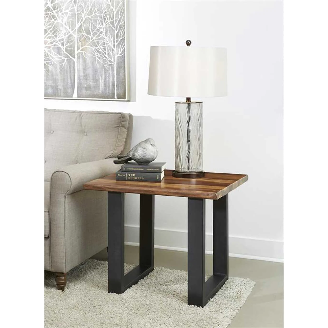 Coast to Coast End Table in Brownstone Nut Brown w/ Metal Legs - Image 3