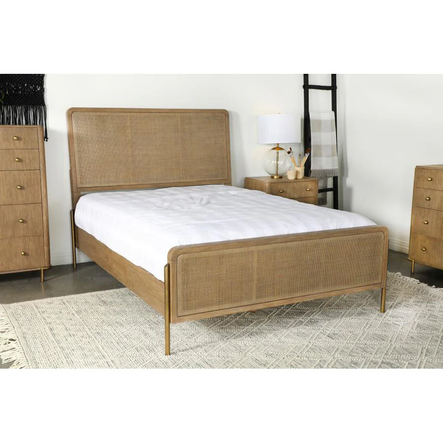 Coaster Arini Eastern King Panel Bedframe in Sand Wash & Natural Cane (Boxes 1,2 &3) - Image 2