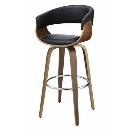 Coaster Upholstered Swivel Bar Stool Walnut And Black - Image 3