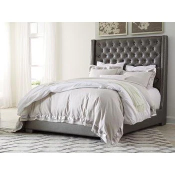 Coralayne - Gray - Cal King Uph Footboard W/rails