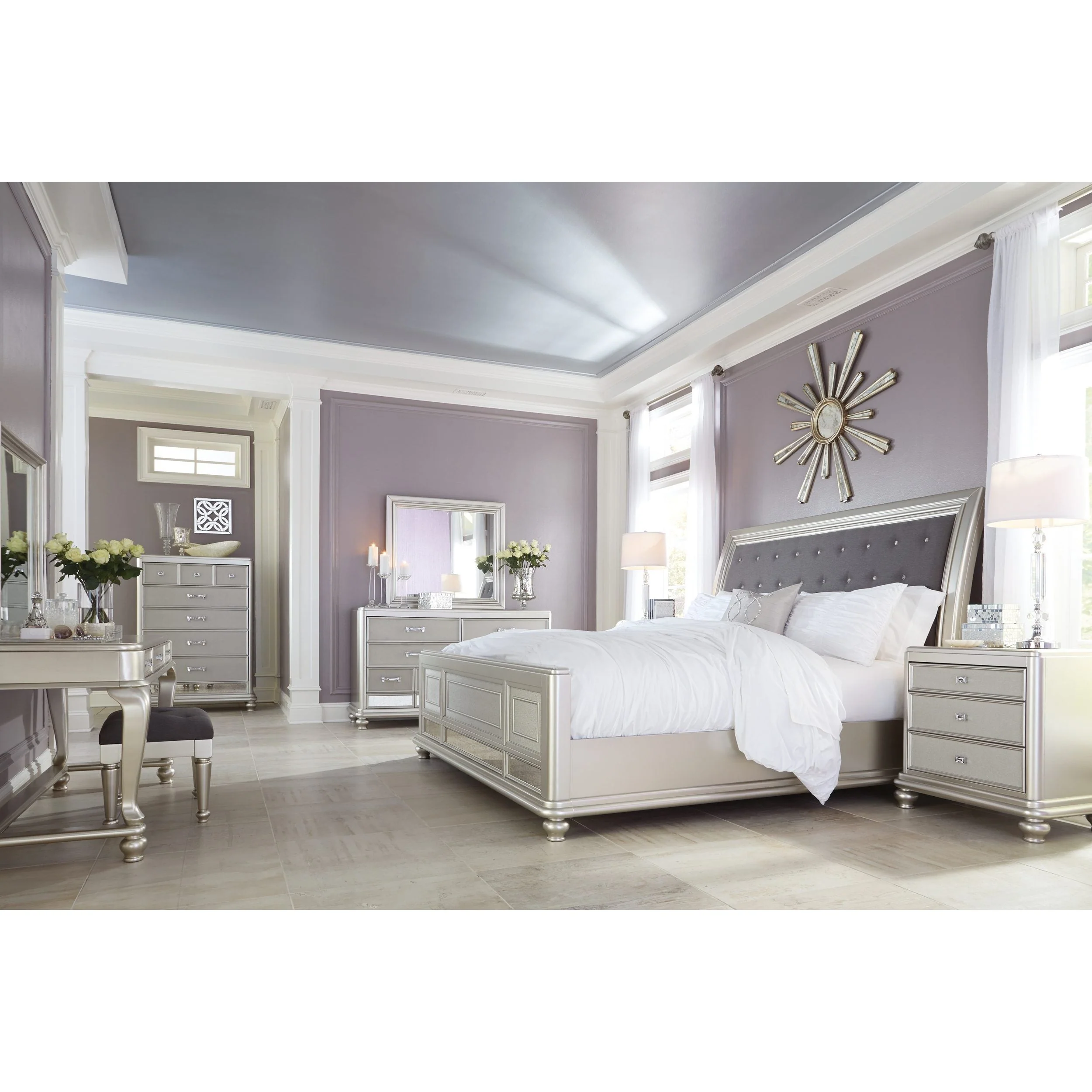 Coralayne - Silver - Upholstered Stool (1/cn) - Image 5