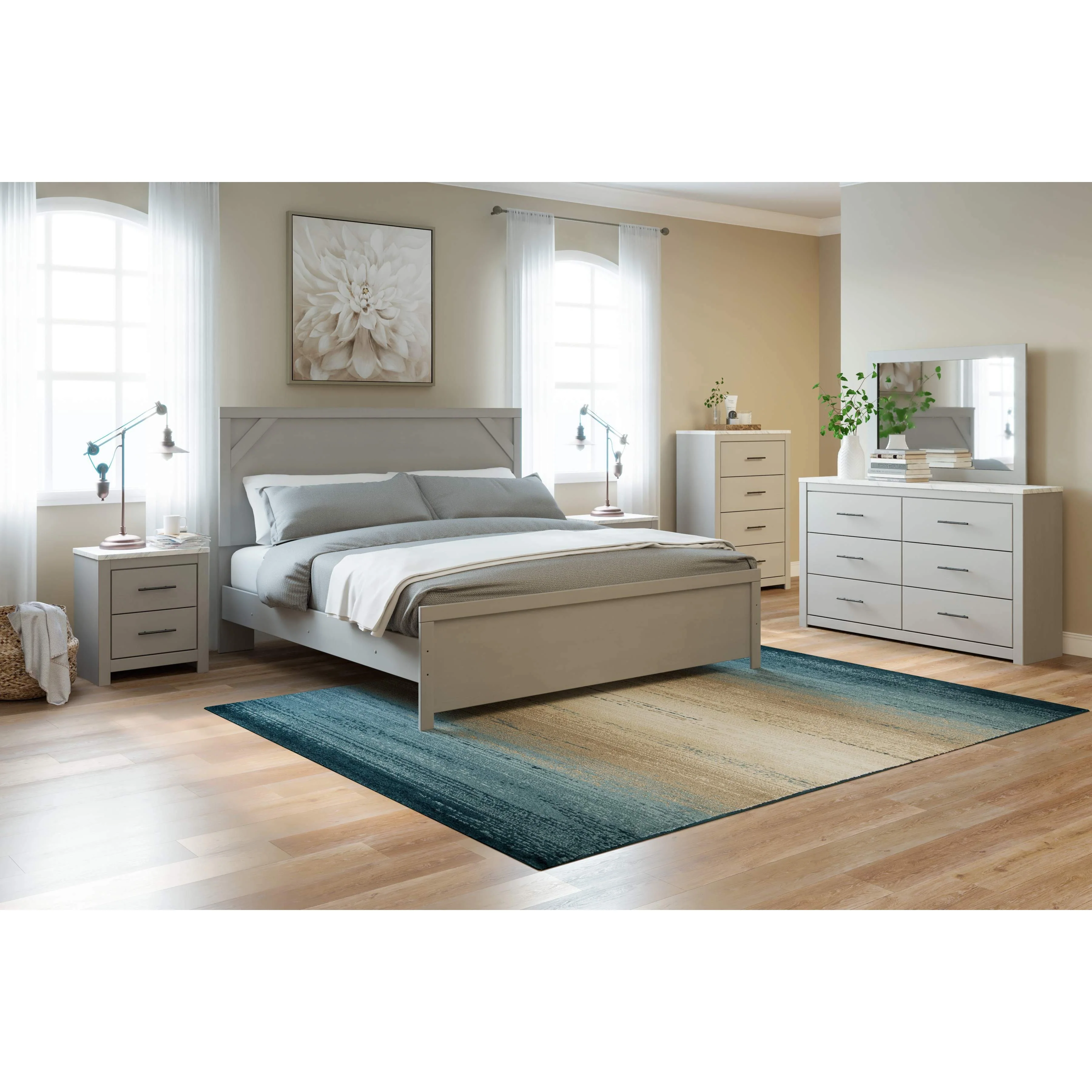 Cottenburg - Light Gray/white - King Panel Bed - Image 12