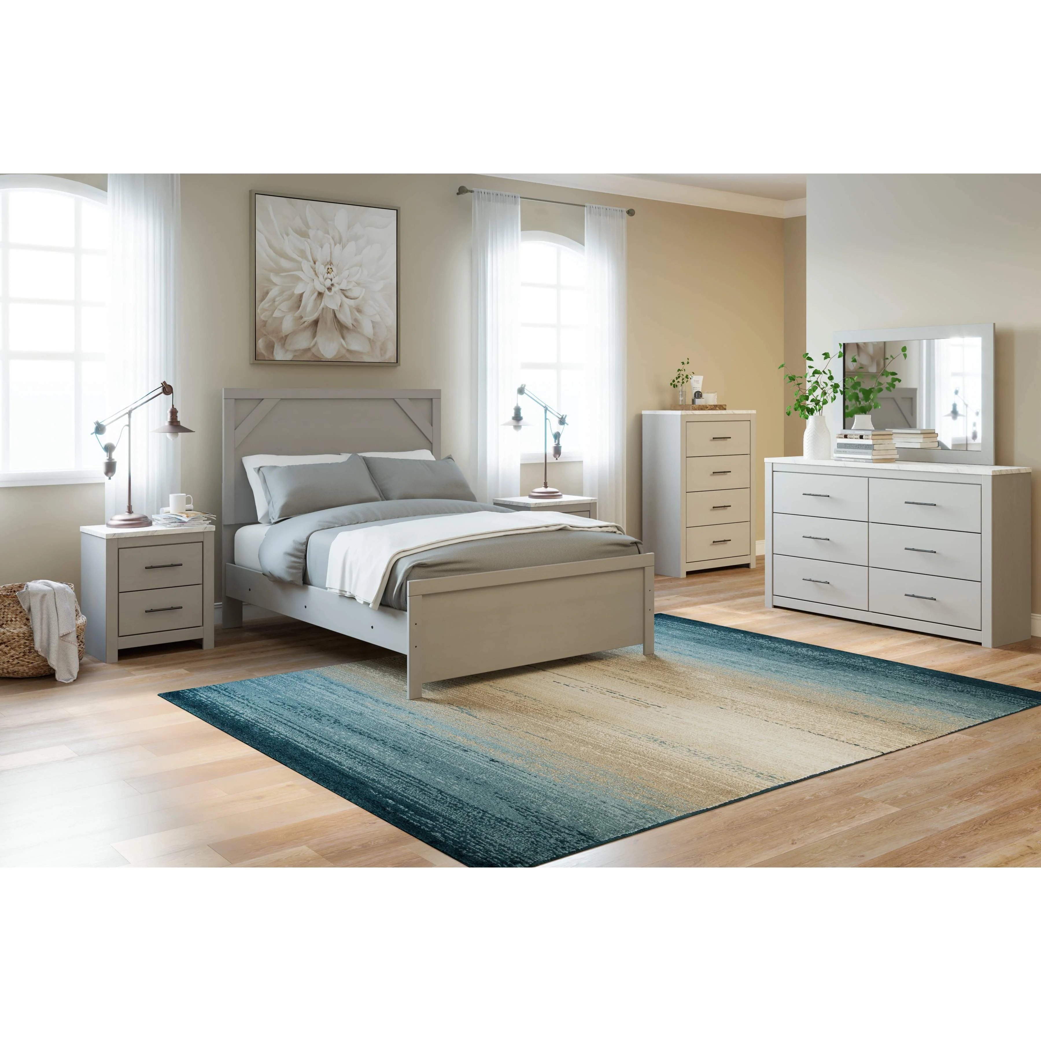 Cottonburg - Light Gray/white - Full Panel Headboard/footboard - Image 2