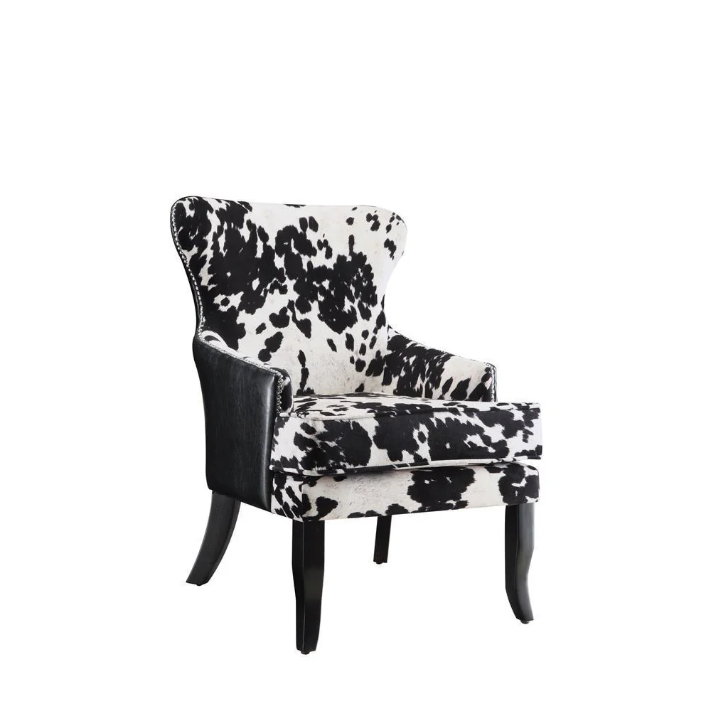 Cowhide Print Accent Chair - Black - Image 2