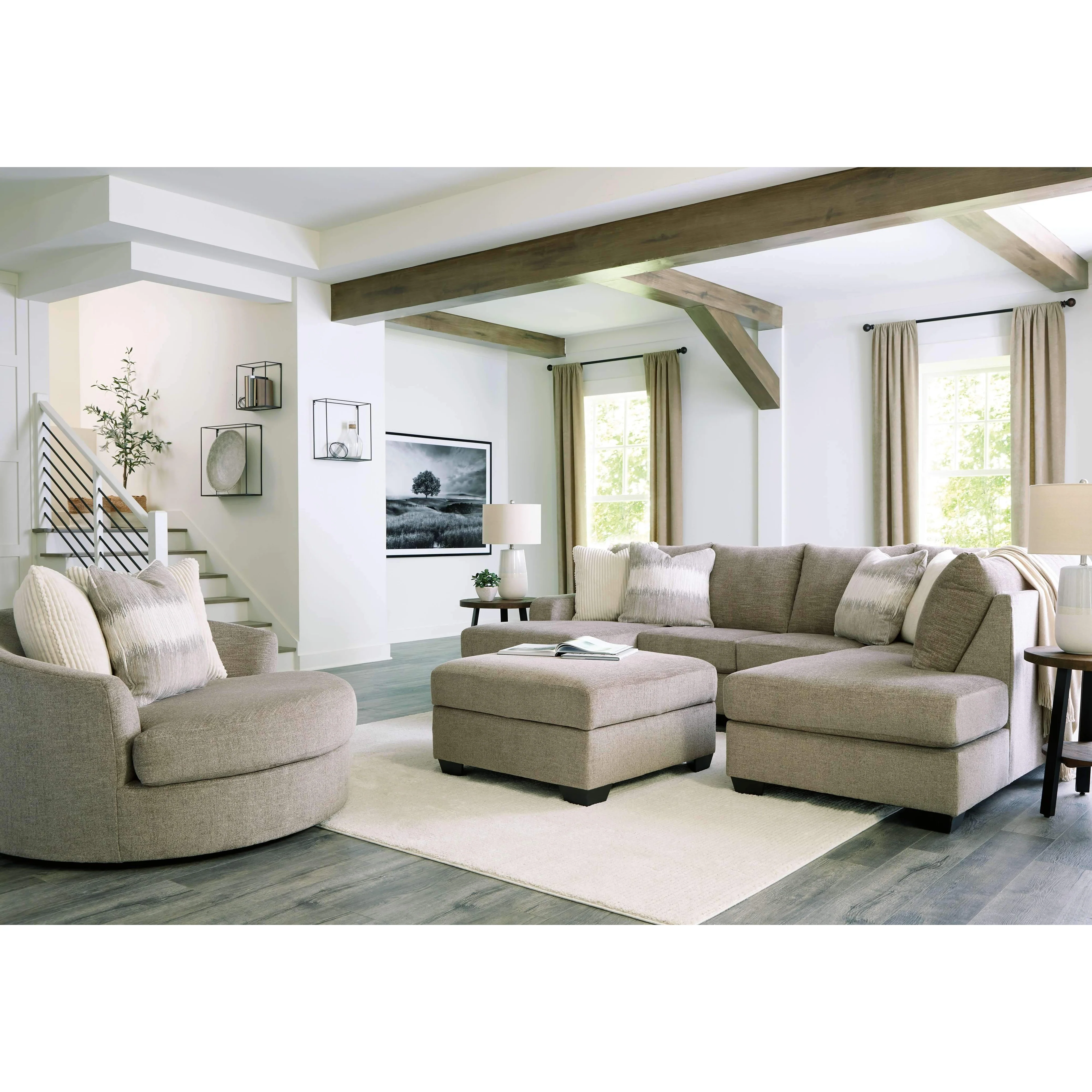 Creswell - Stone - Left Arm Facing Sofa Chaise 2 Pc Sectional - Image 3