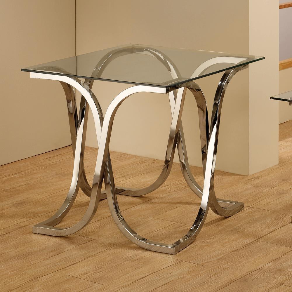 Curved X-shaped End Table - Pearl Silver
