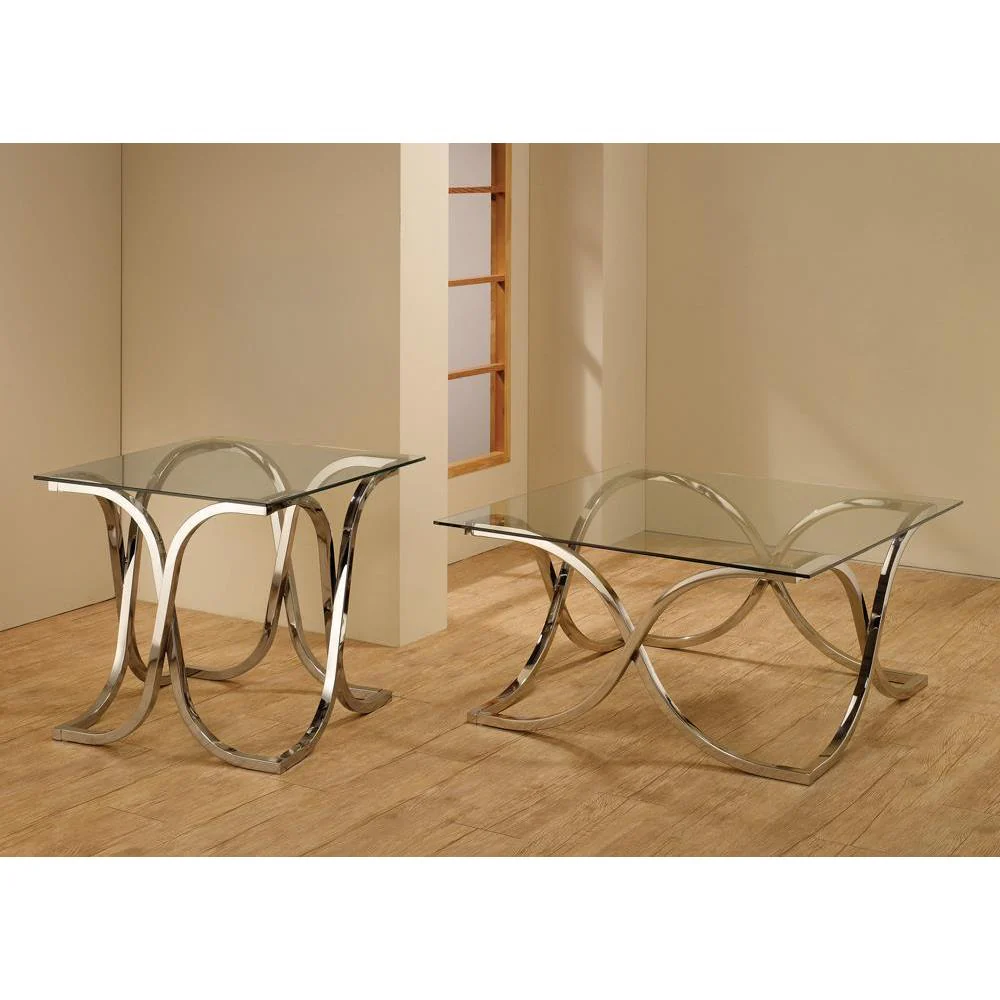 Curved X-shaped End Table - Pearl Silver - Image 2