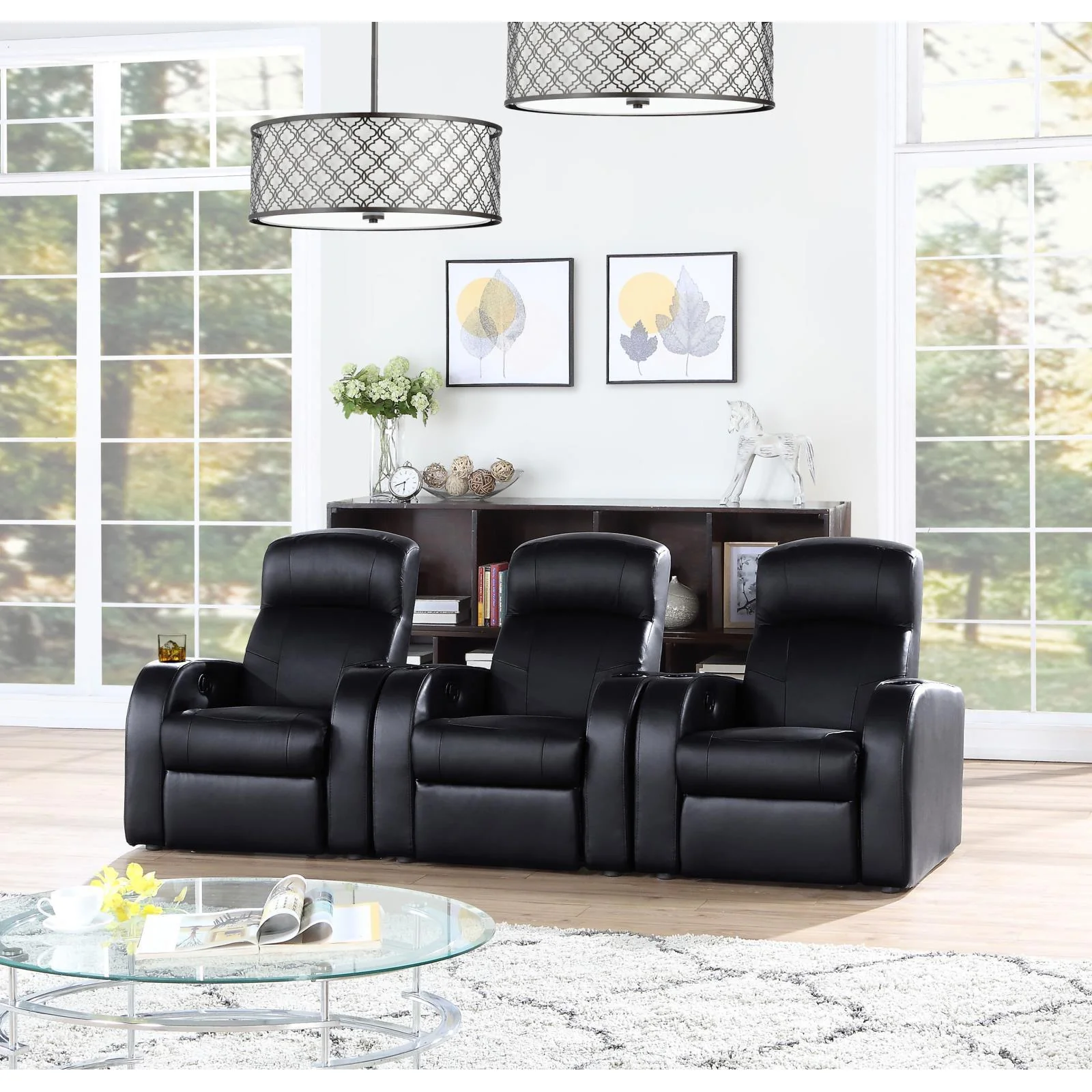 Cyrus Home Theater Collection - Black - 3 Pc 3-seater Home Theater