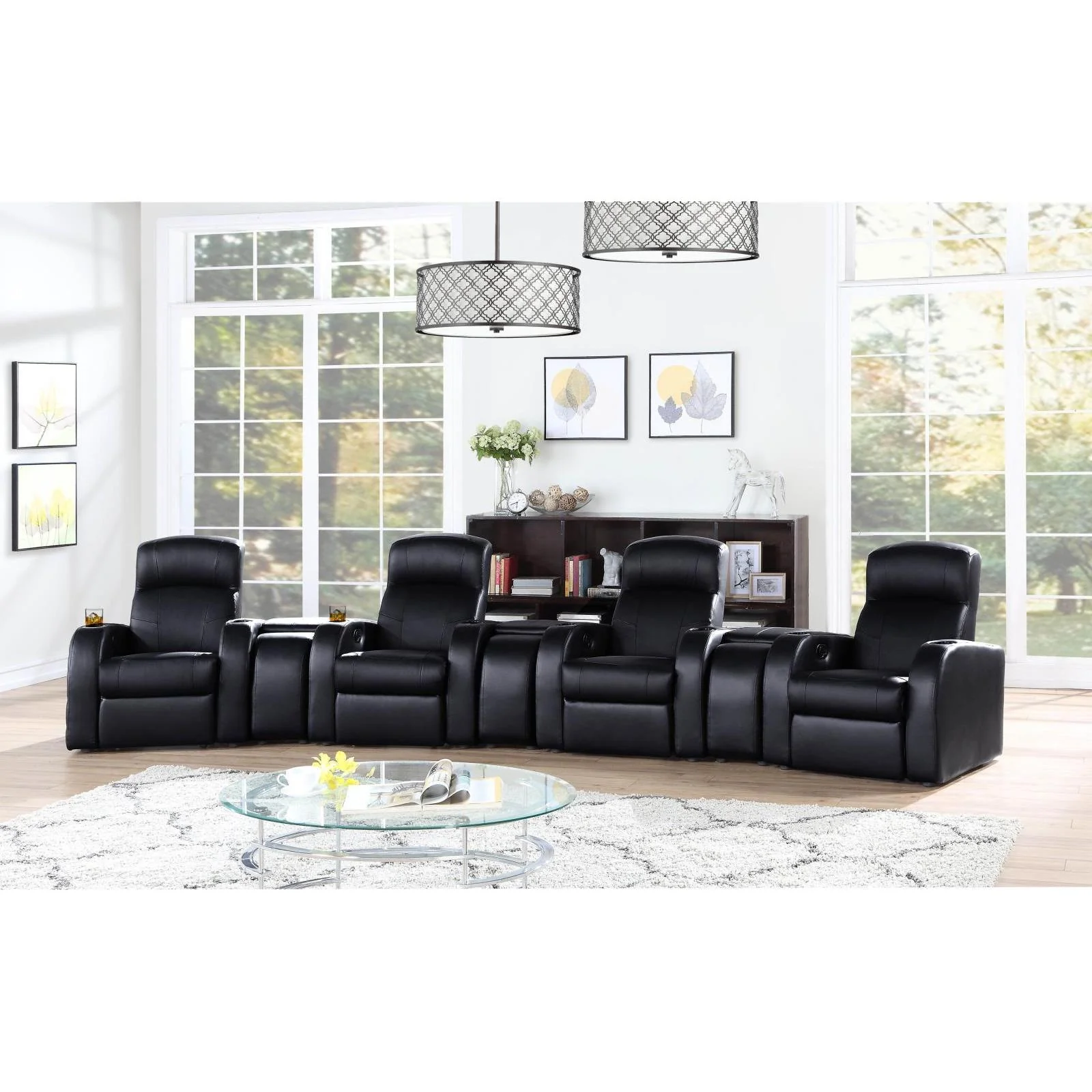 Cyrus Home Theater Collection - Black - 7 Pc 4-seater Home Theater