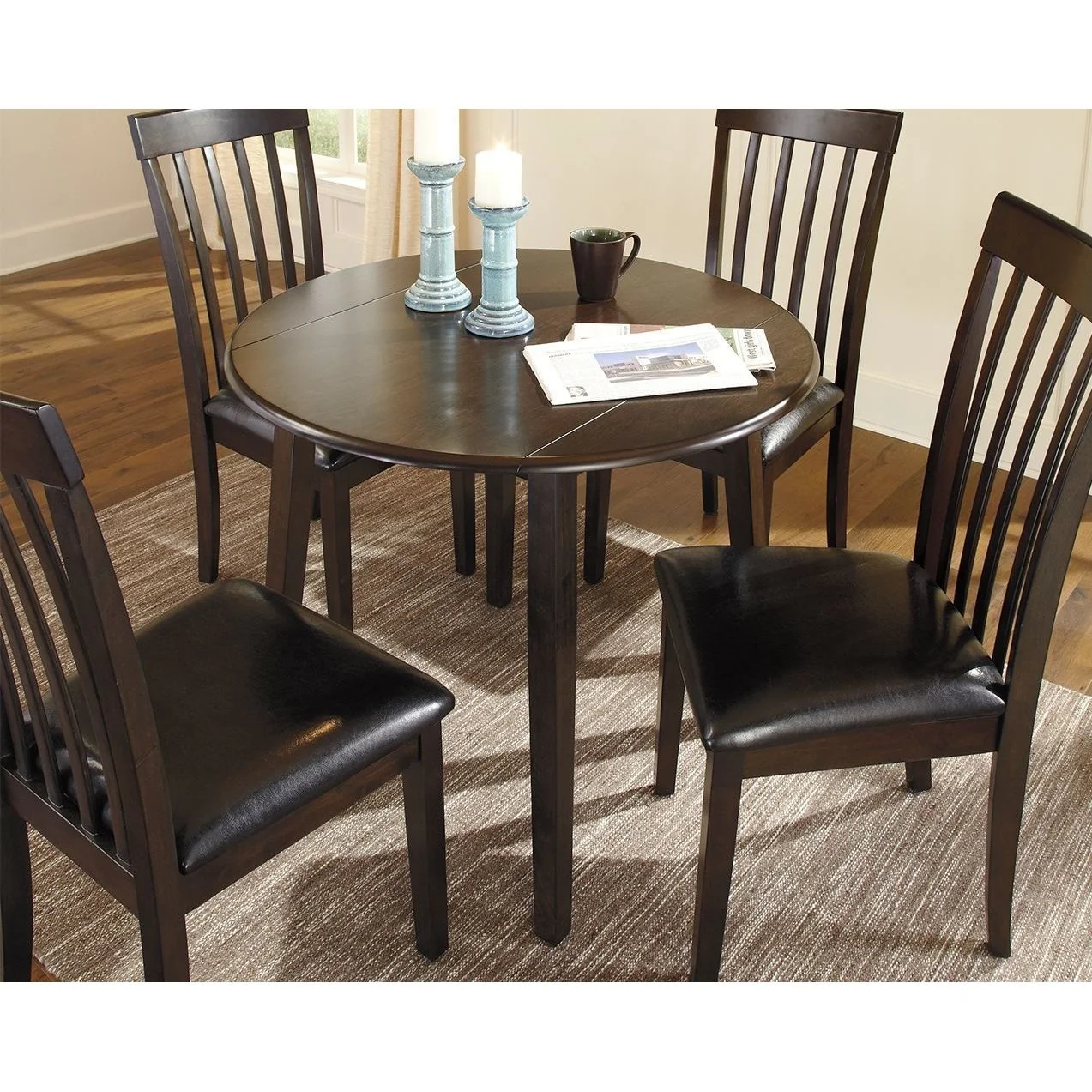 Hammis - Dark Brown - Round DRM Drop Leaf Table - Image 4