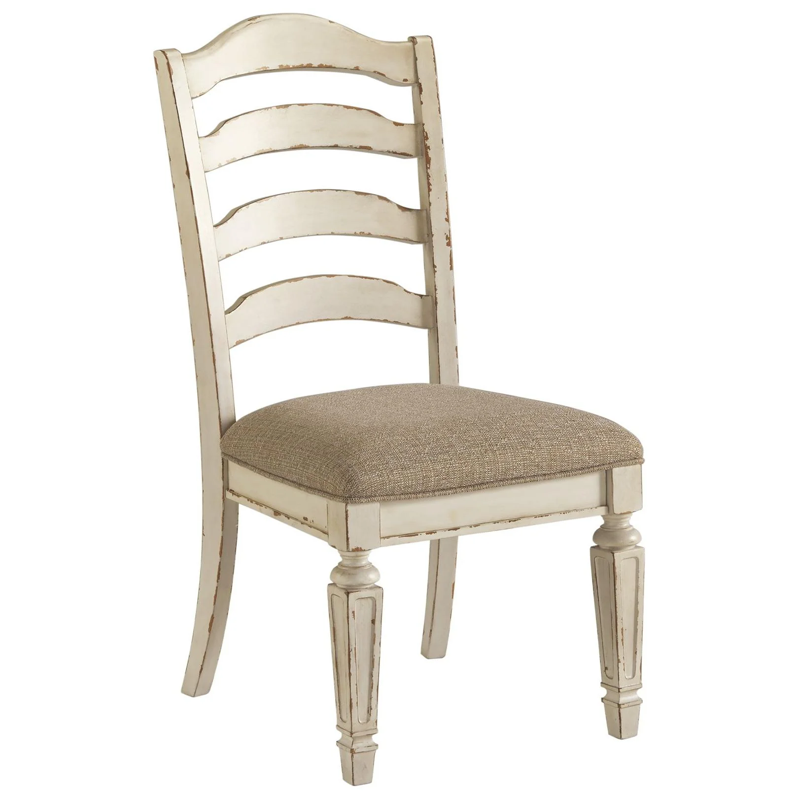 Ashley Realyn Ladder Back Dining Upholstered Side Chair in Chipped White - Image 15