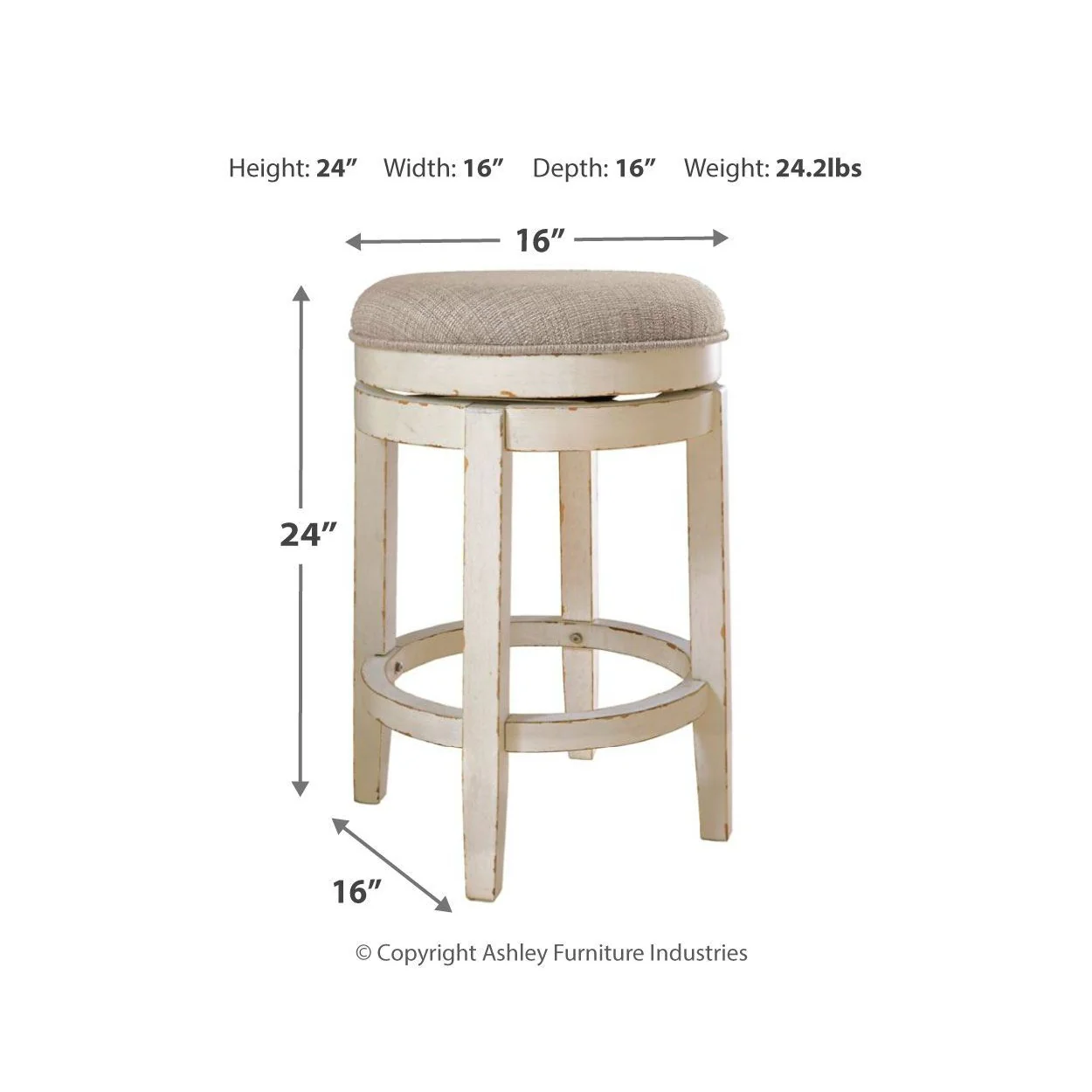 Ashley Realyn - Chipped White - UPH Swivel Stool (1/CN) - Image 7