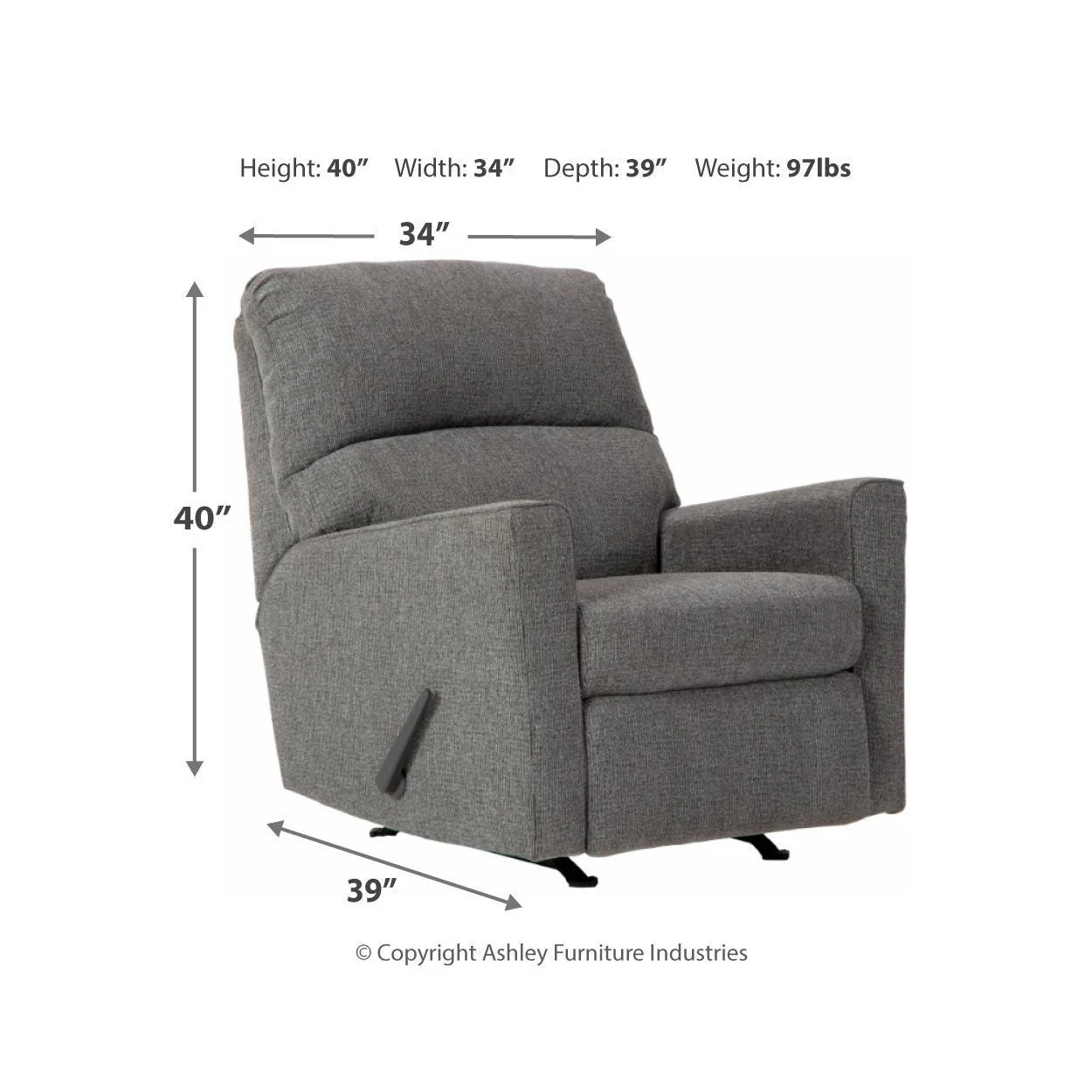 Dalhart - Charcoal - Rocker Recliner - Image 10