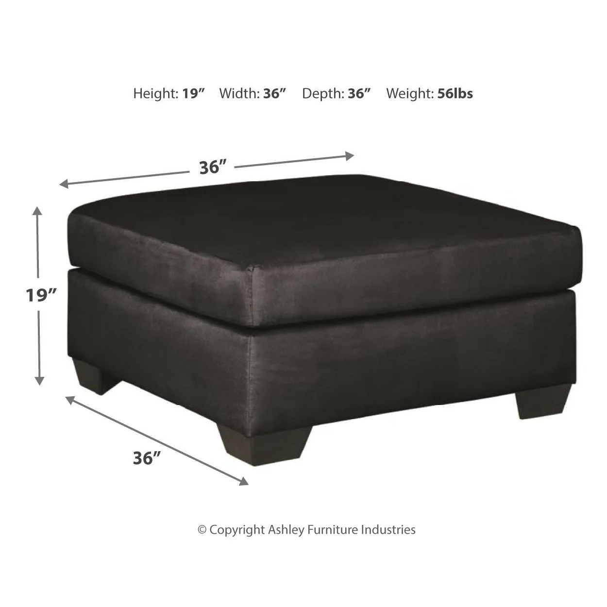 Darcy - Black - Oversized Accent Ottoman - Image 2