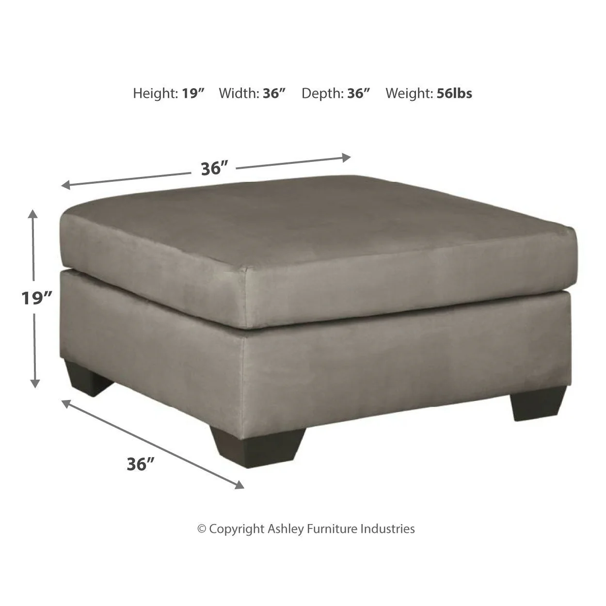 Darcy - Dark Gray - Oversized Accent Ottoman - Image 2