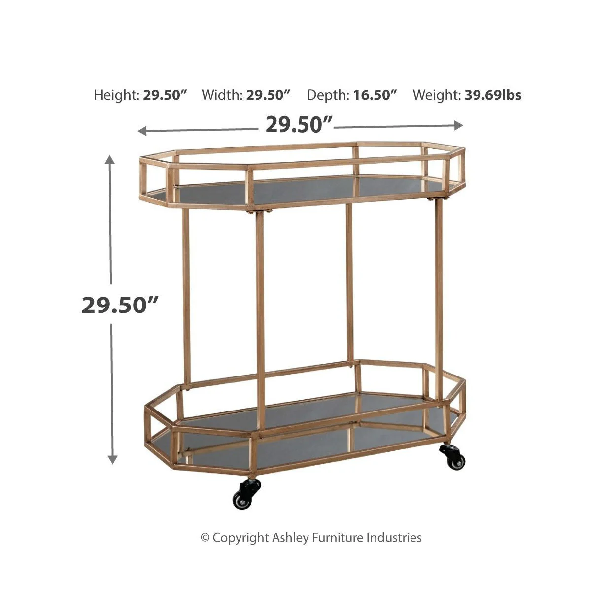 Daymont - Gold Finish - Bar Cart - Image 5