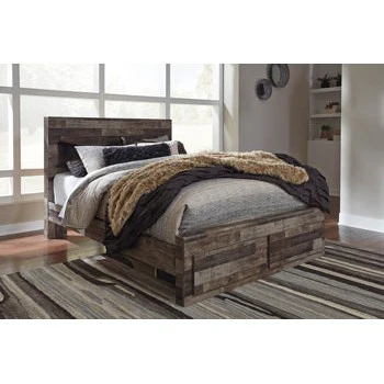 Derekson - Multi Gray - Queen Panel Bed With 2 Storage Drawers