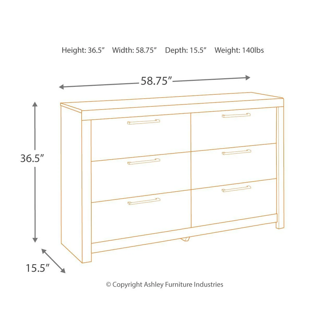 Derekson - Multi Gray - Six Drawer Dresser - Image 4