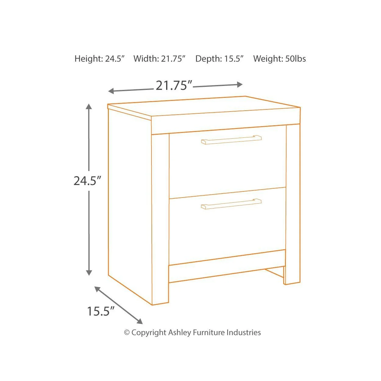Derekson - Multi Gray - Two Drawer Night Stand - Image 4
