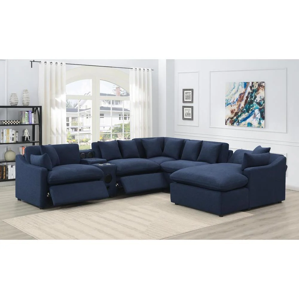 Destino - Midnight Blue - 6 Pc Power Sectional - Image 2