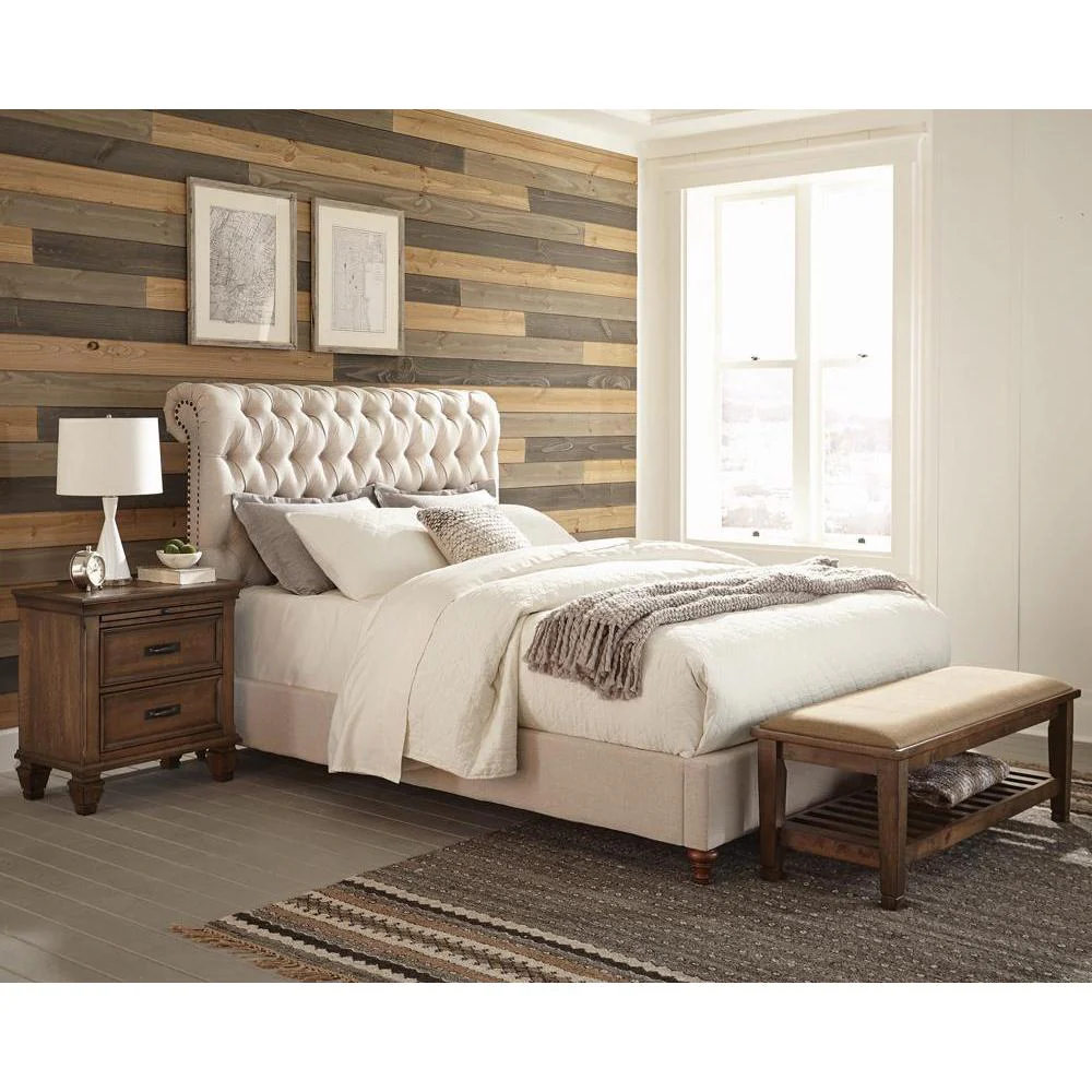 Devon Upholstered Bed - Beige - California King Bed - Image 2