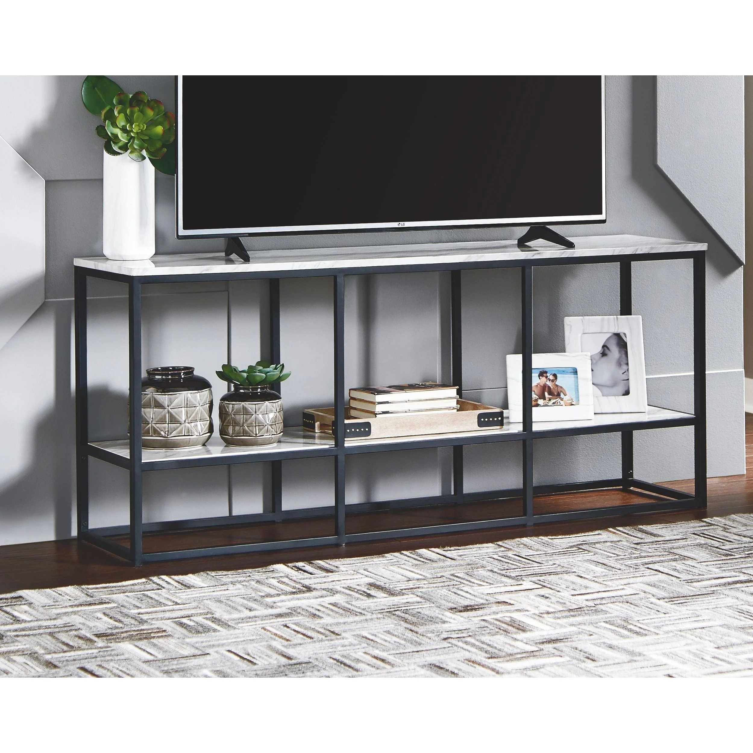 Donnesta - Gray/black - Extra Large Tv Stand - Image 2