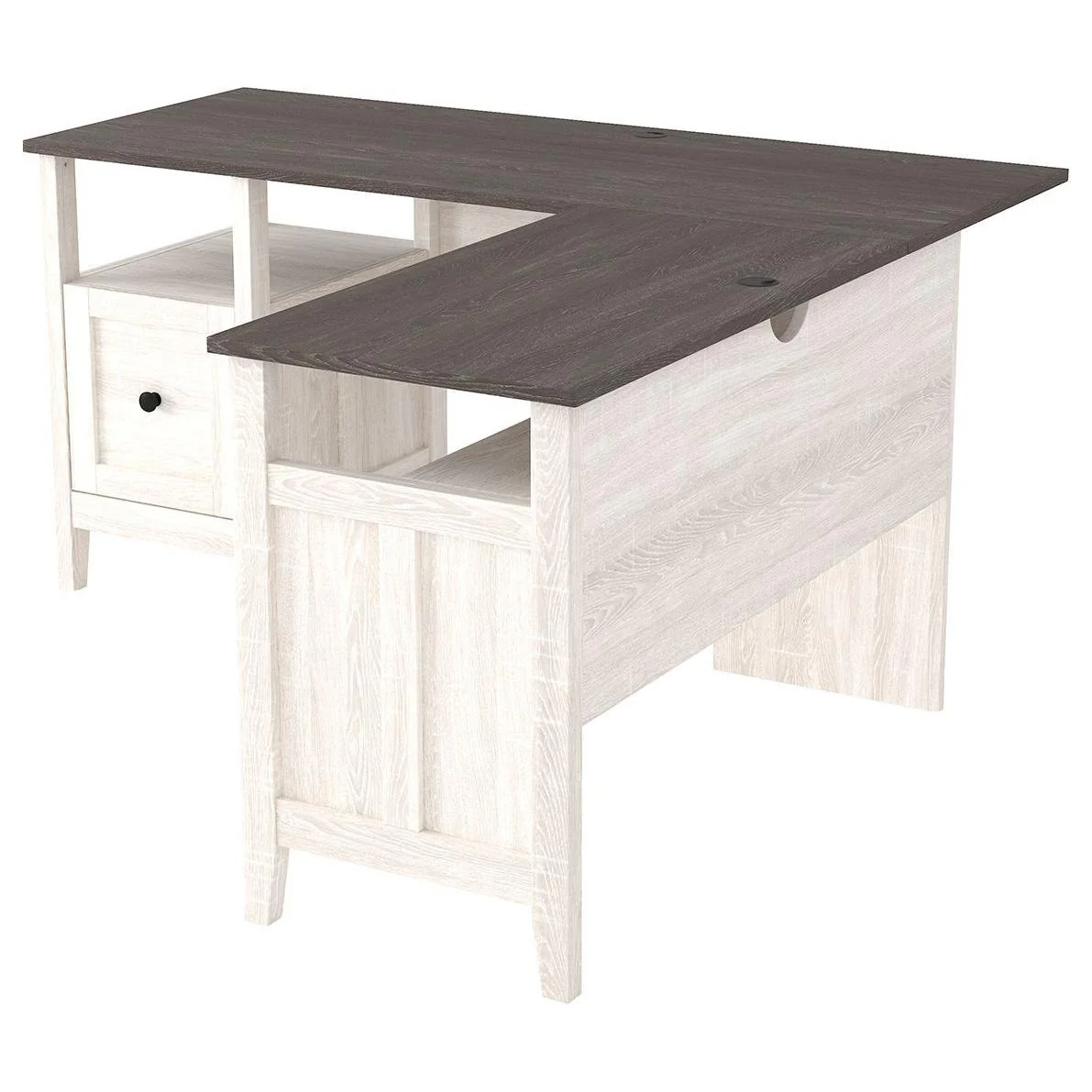 Dorrinson - White / Black / Gray - Home Office Desk - L-shape - Image 2