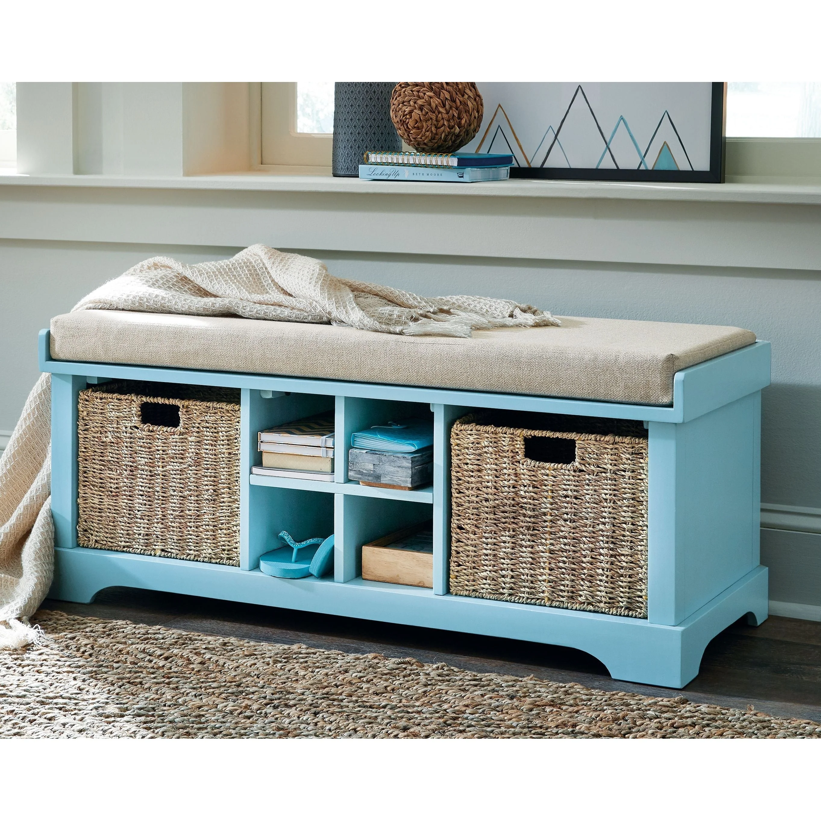 Dowdy - Teal - Storage Bench - Image 2