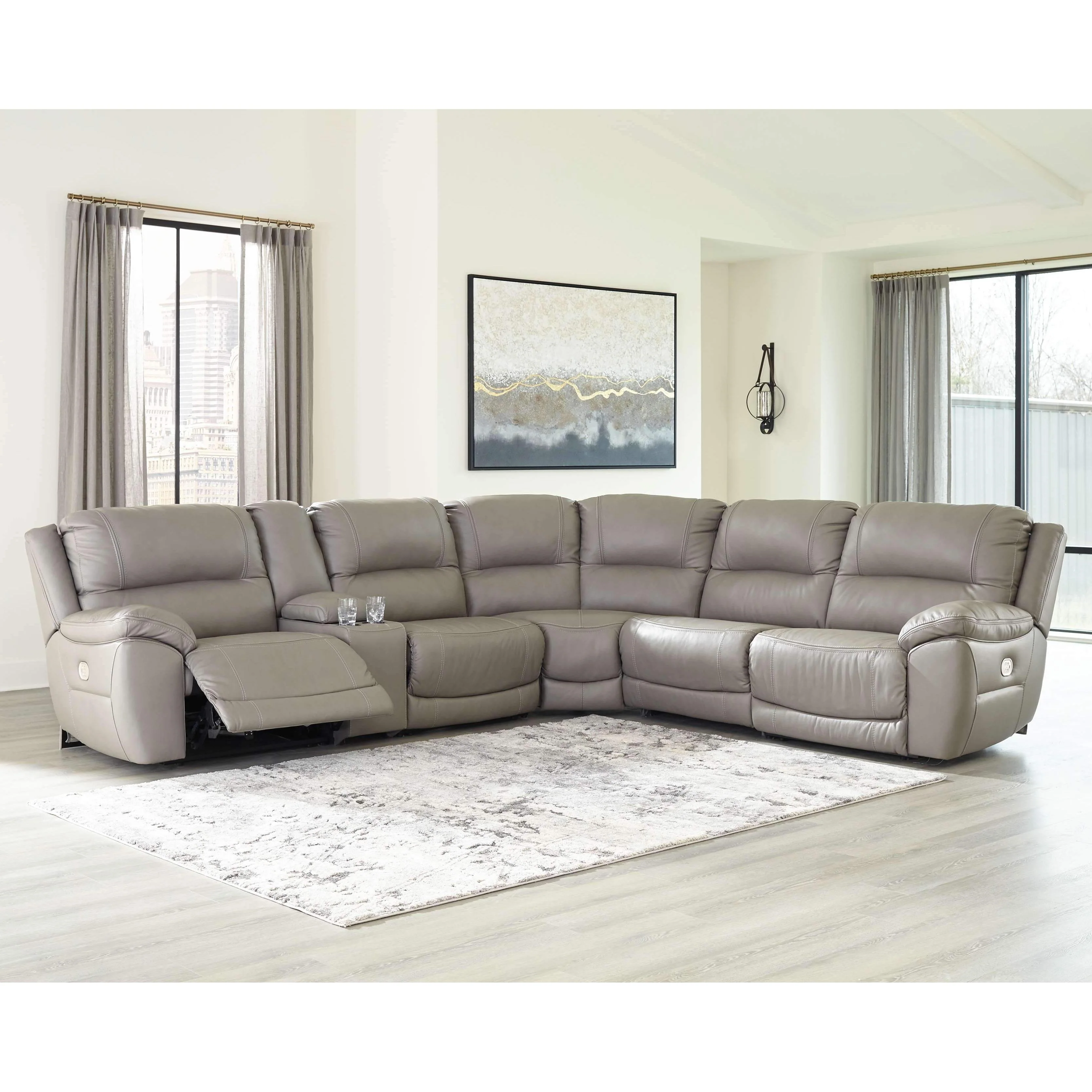 Dunleith - Gray - Power Reclining Sectional 6 Piece - Image 7