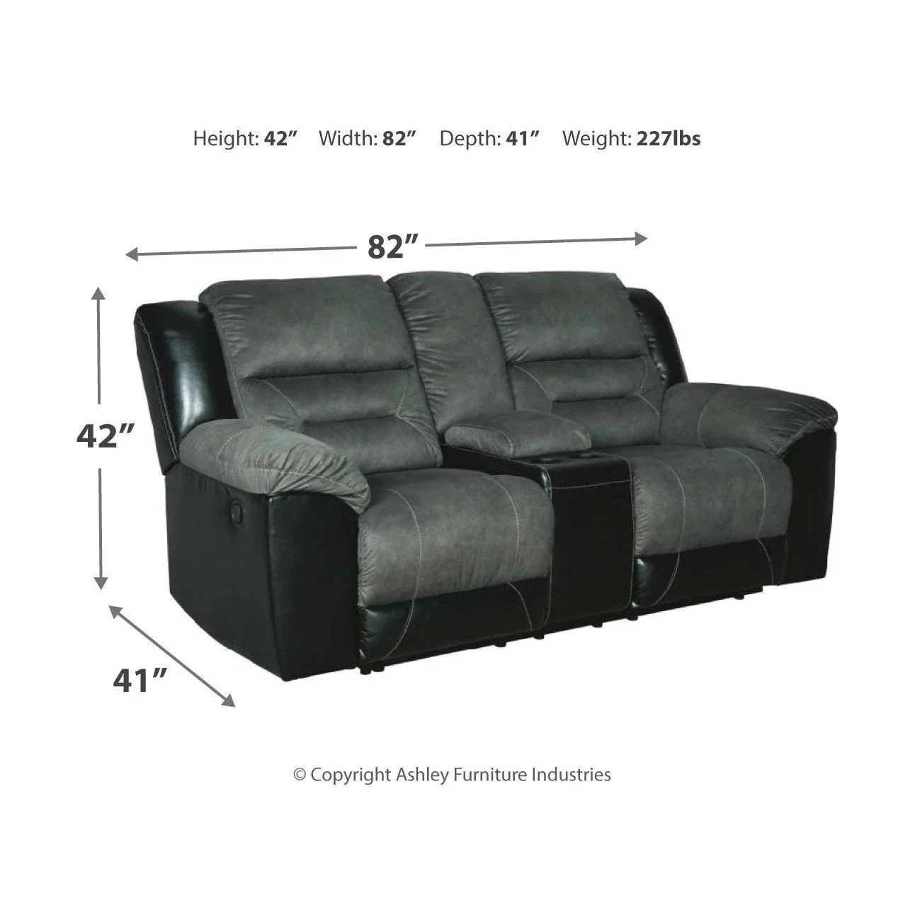 Earhart - Slate - Dbl Rec Loveseat W/console - Image 12